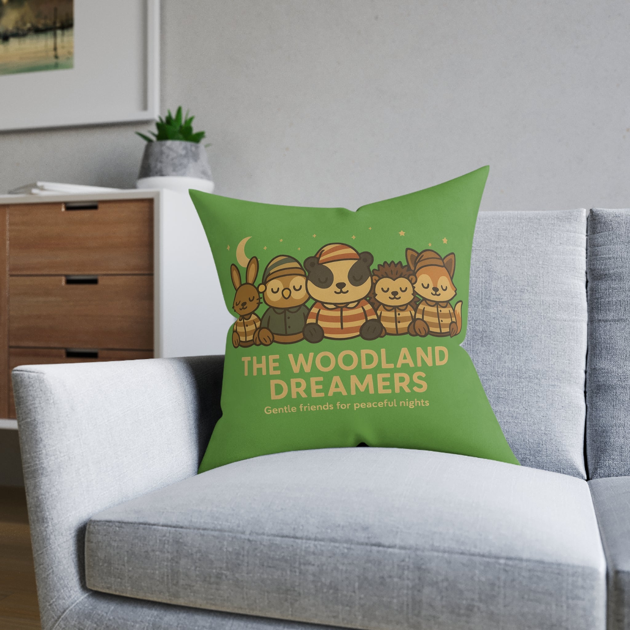 Square Cushion - Woodland Dreamers (Woodland Green)