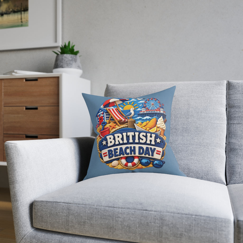 Square Cushion - British Beach Day