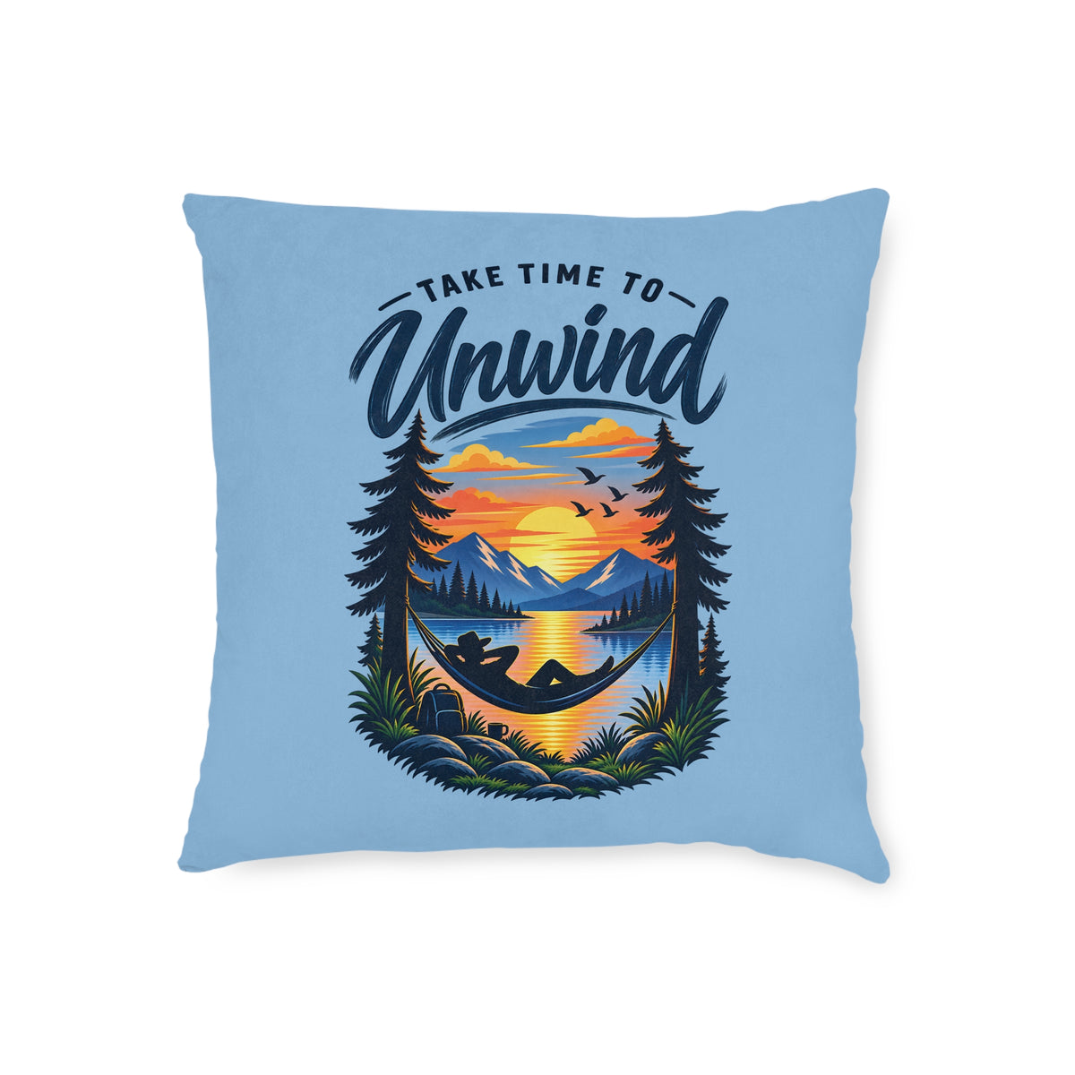 Square Cushion – Take Time to Unwind | Relaxing Home Decor