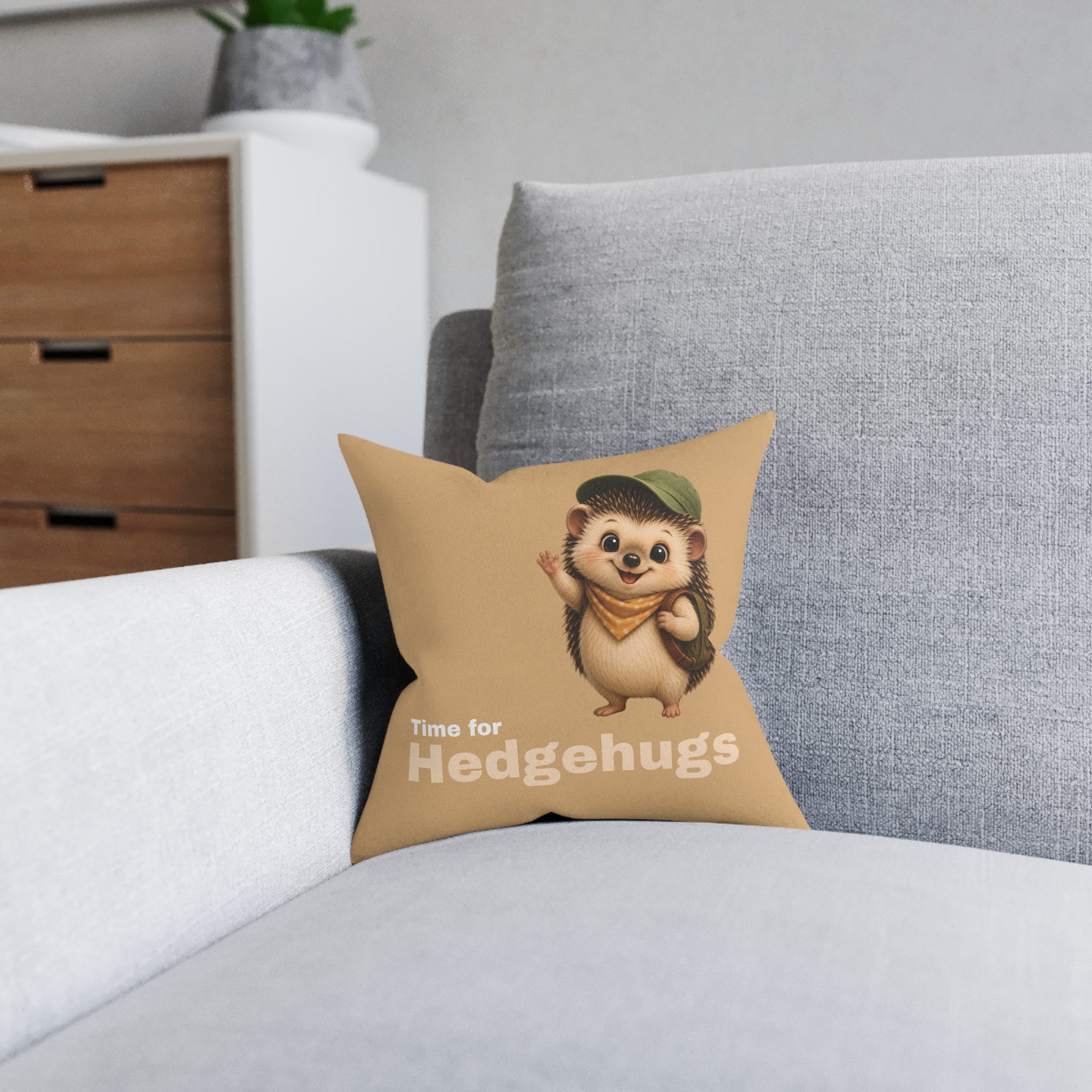 Square Cushion – Time for Hedgehugs | Hedgehog Lover Cushion