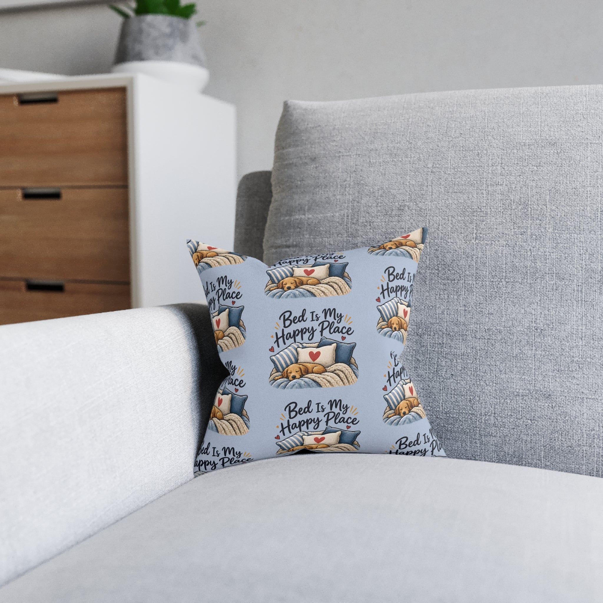 Square Cushion - Bed Is My Happy Place