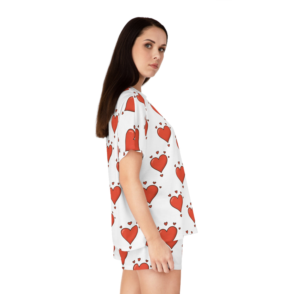 Women's Pyjama Heart Print Set - Cute & Cozy Sleepwear for Valentine's Day