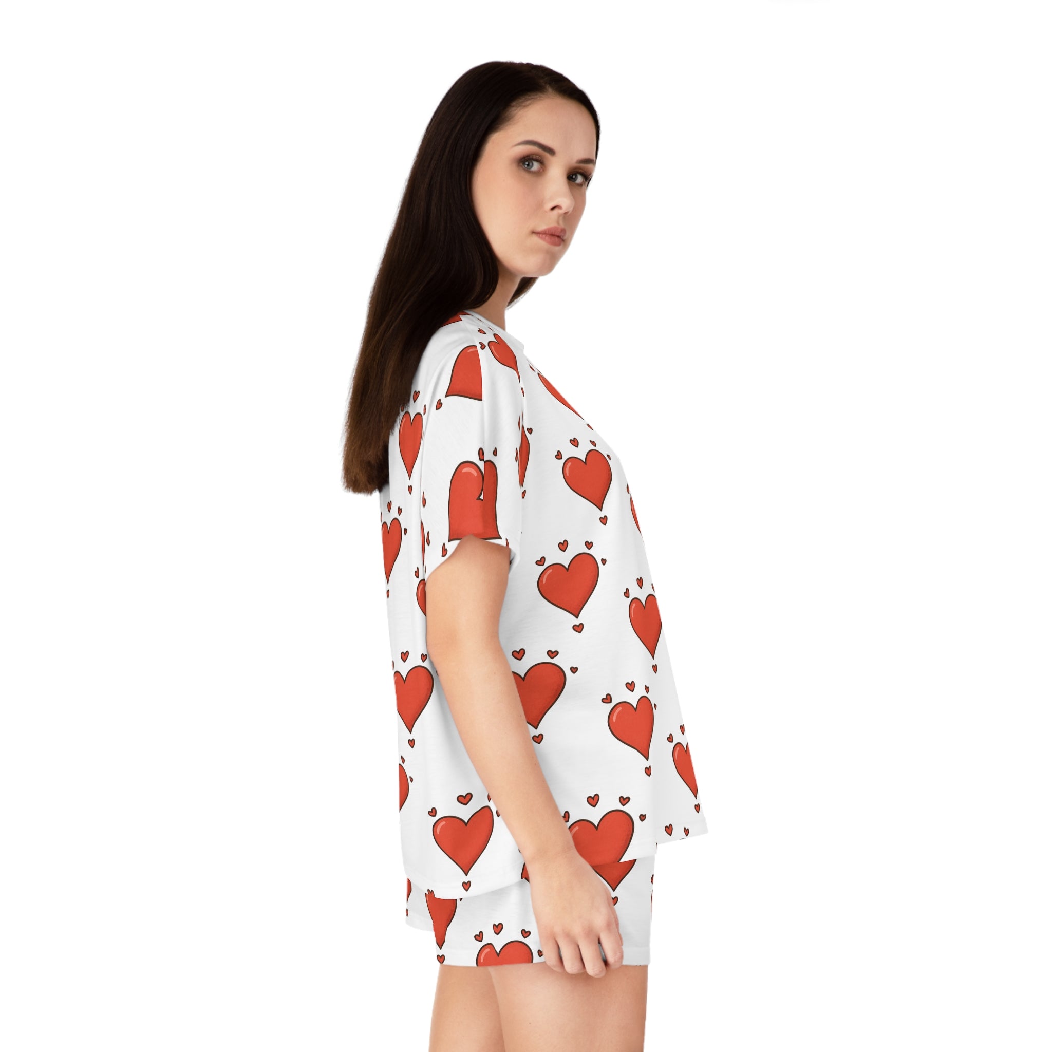 Women's Pyjama Heart Print Set - Cute & Cozy Sleepwear for Valentine's Day