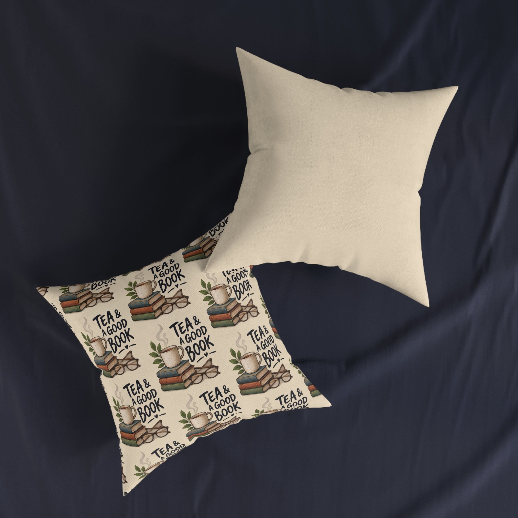 Square Cushion – Tea & A Good Book | Reading & Tea Lover Cushion