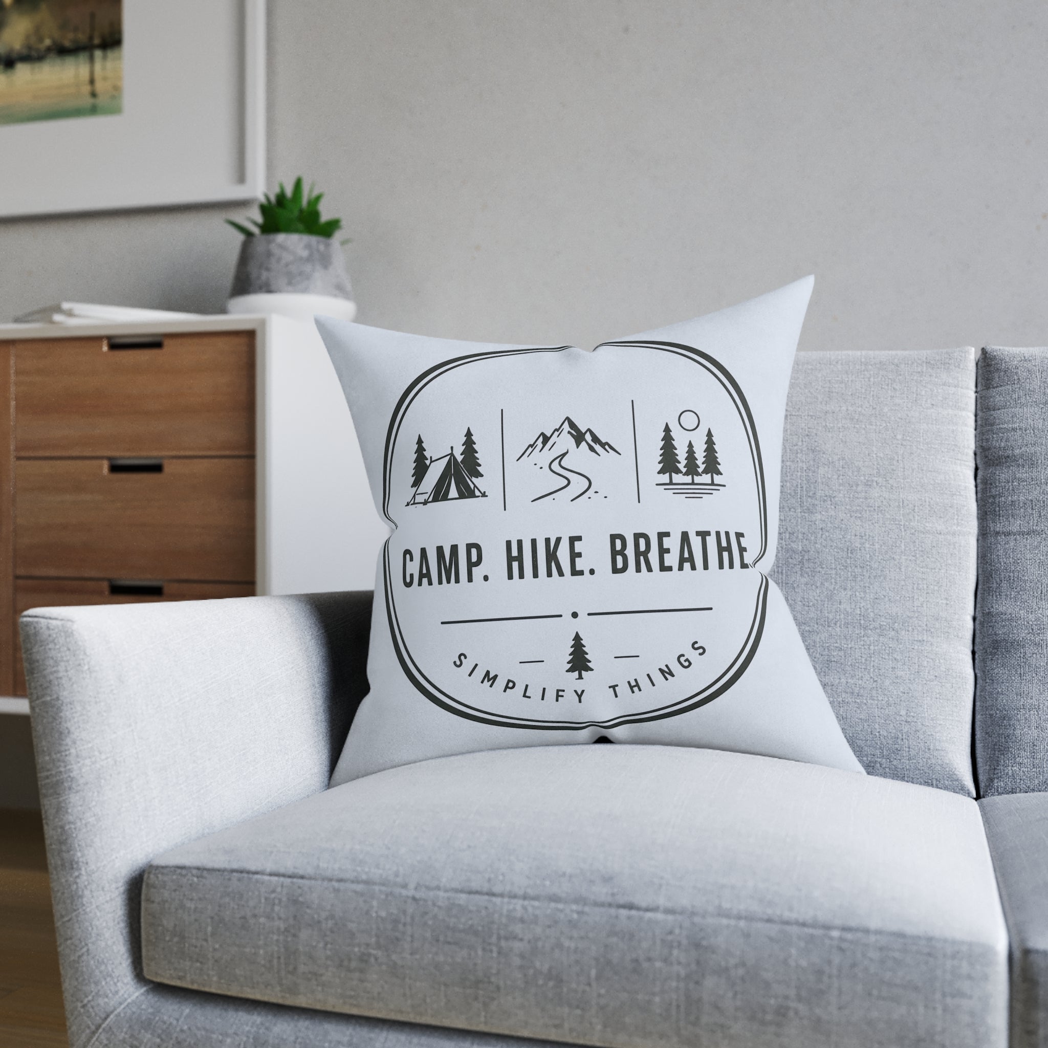 Square Cushion - Camp. Hike. Breathe.