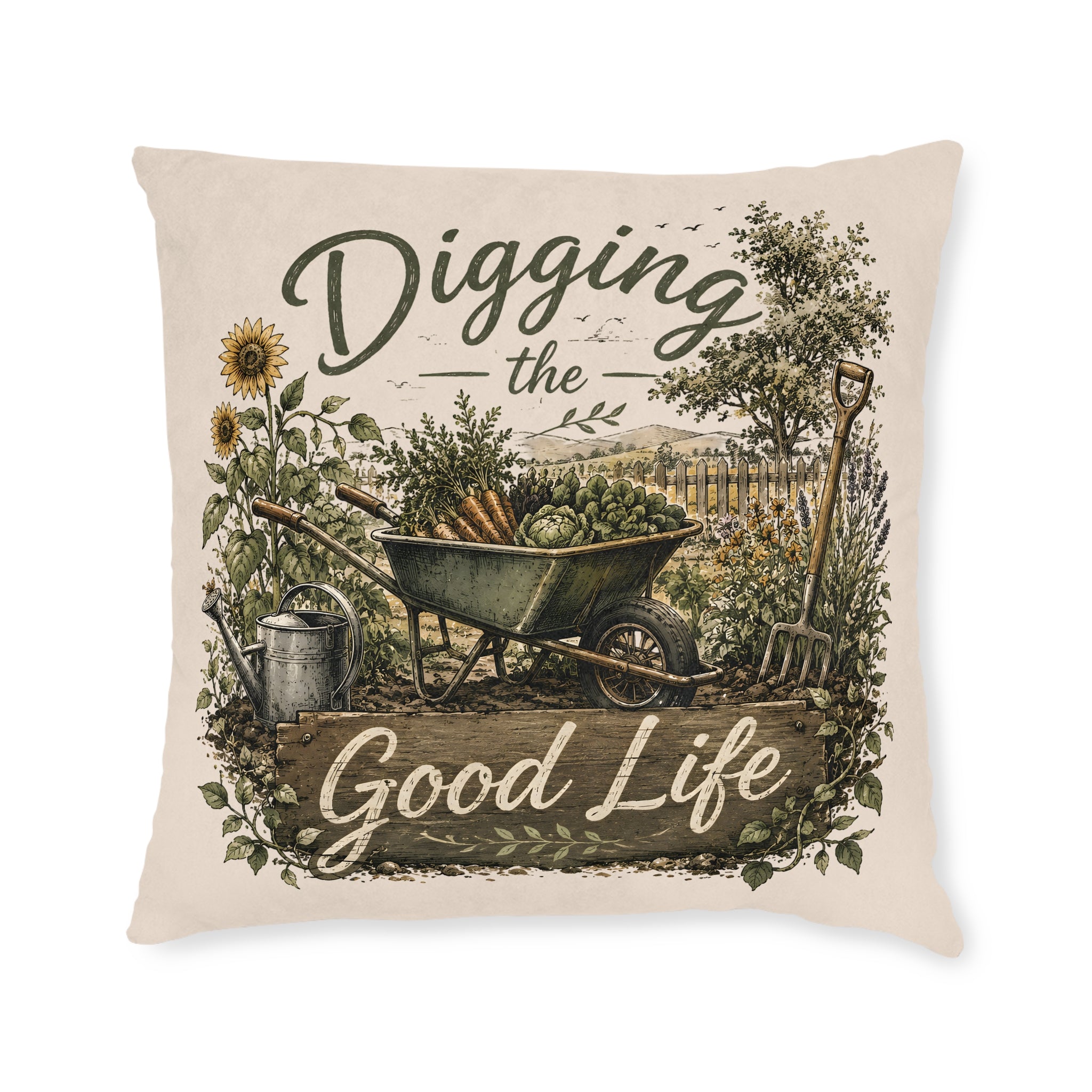Square Cushion - Digging the Good Life