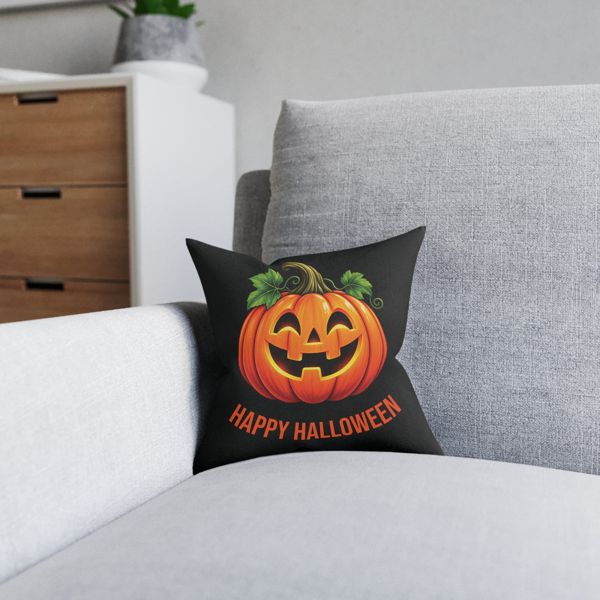 Square Cushion - Happy Halloween - Pumpkin