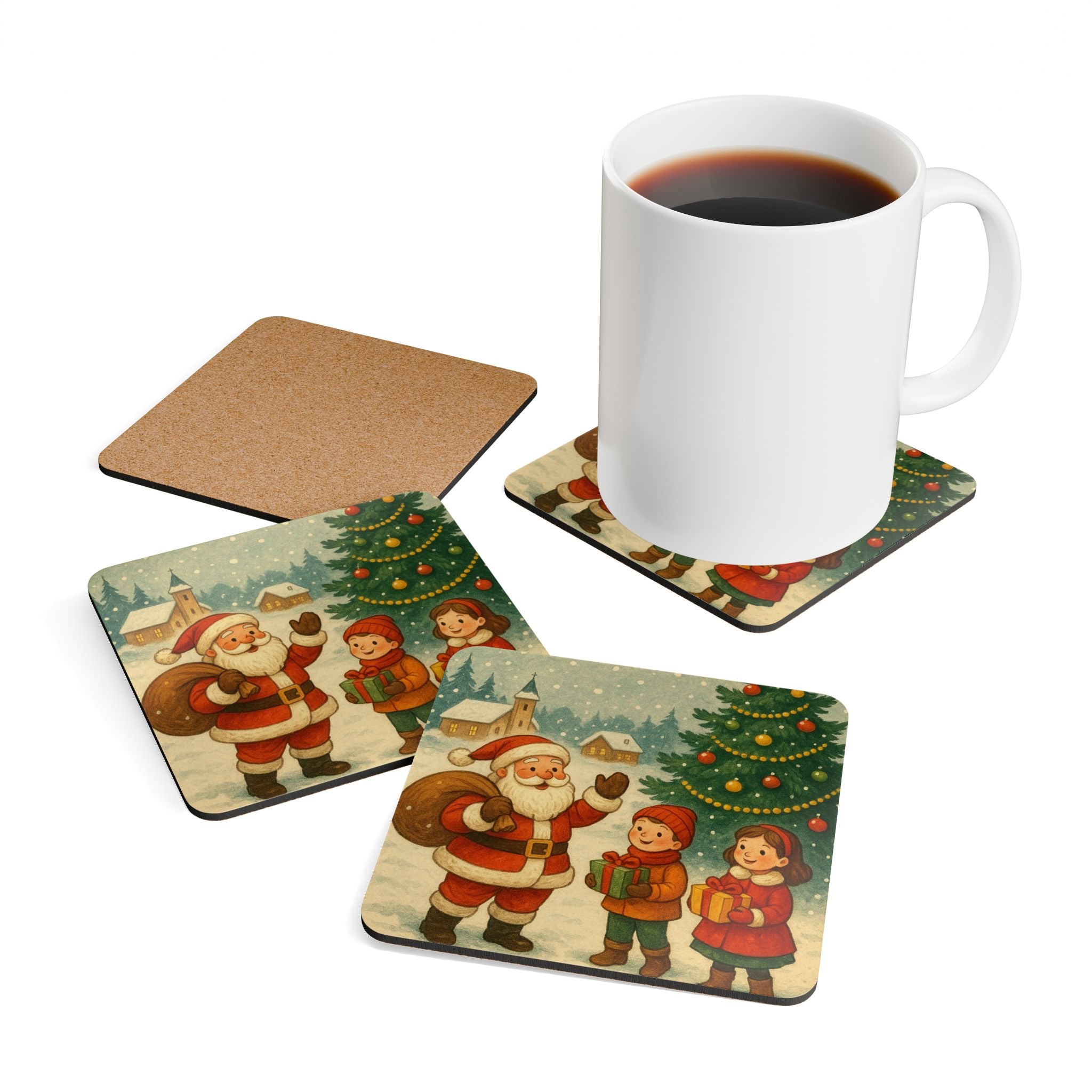 Coaster Set with Christmas Design