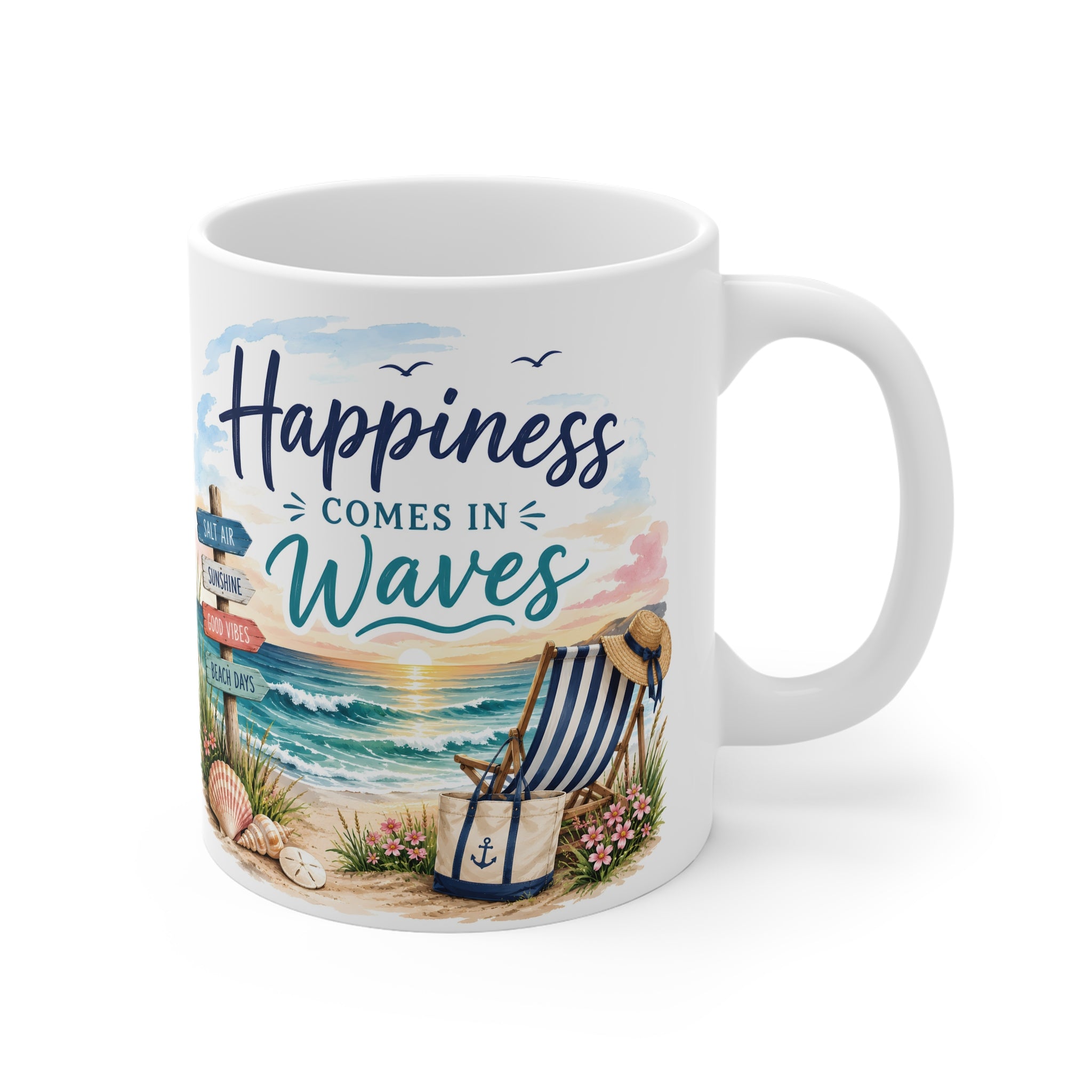 Happiness Comes in Waves Mug