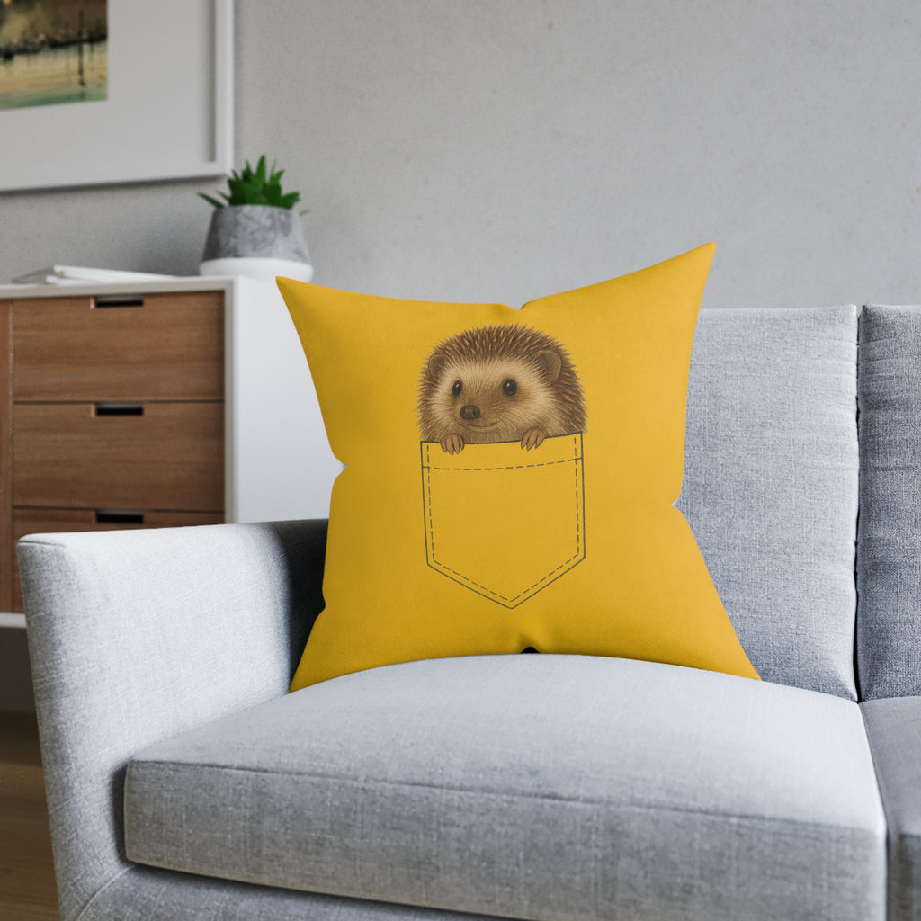 Square Cushion - Hedgehog in a Pocket Design