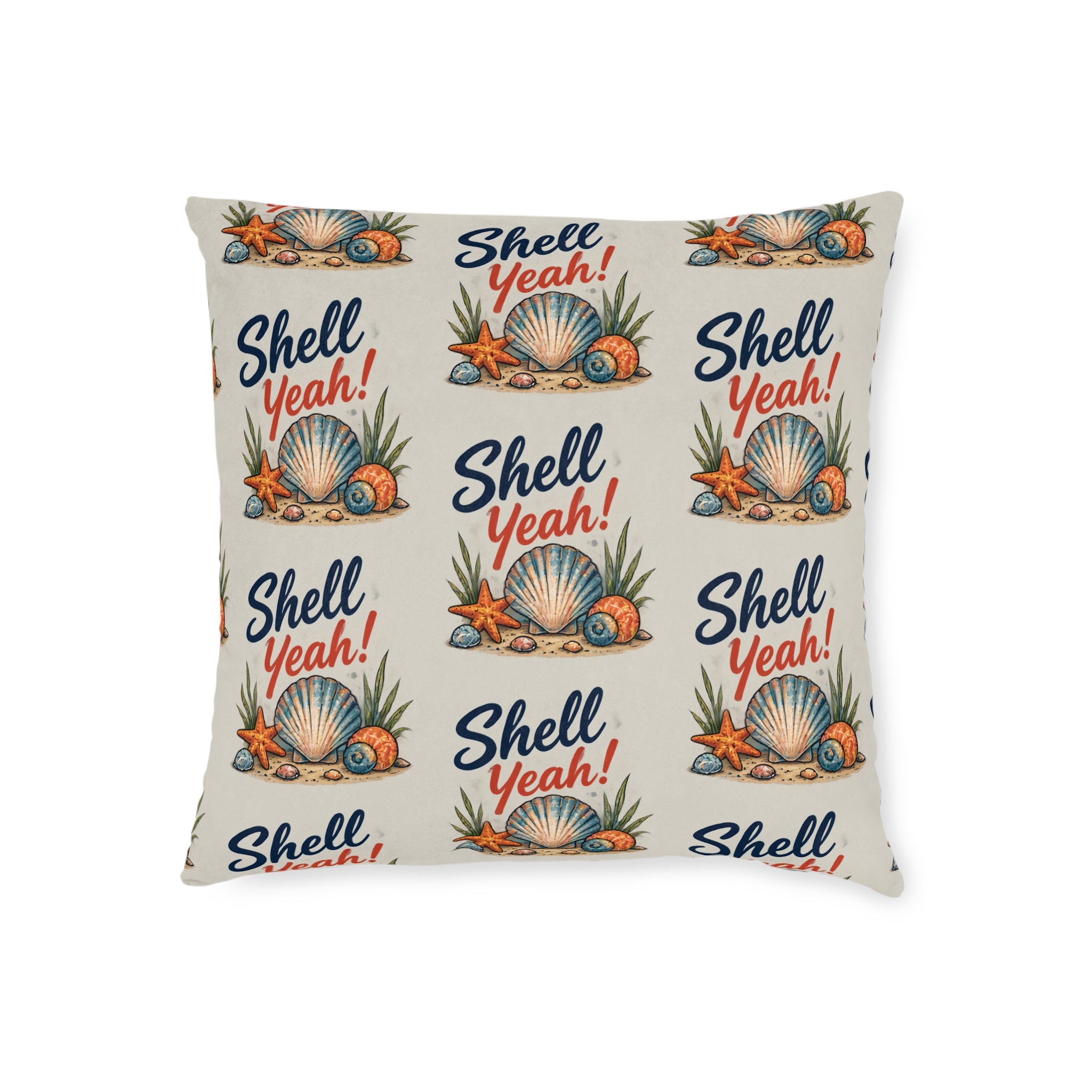 Square Cushion – Shell Yeah! | Coastal & Seaside Cushion