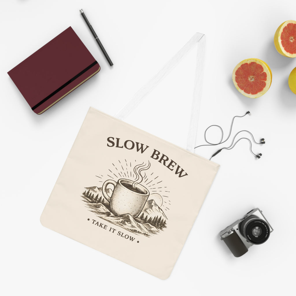 Large Beach Tote Bag – Slow Brew. Take it Slow.