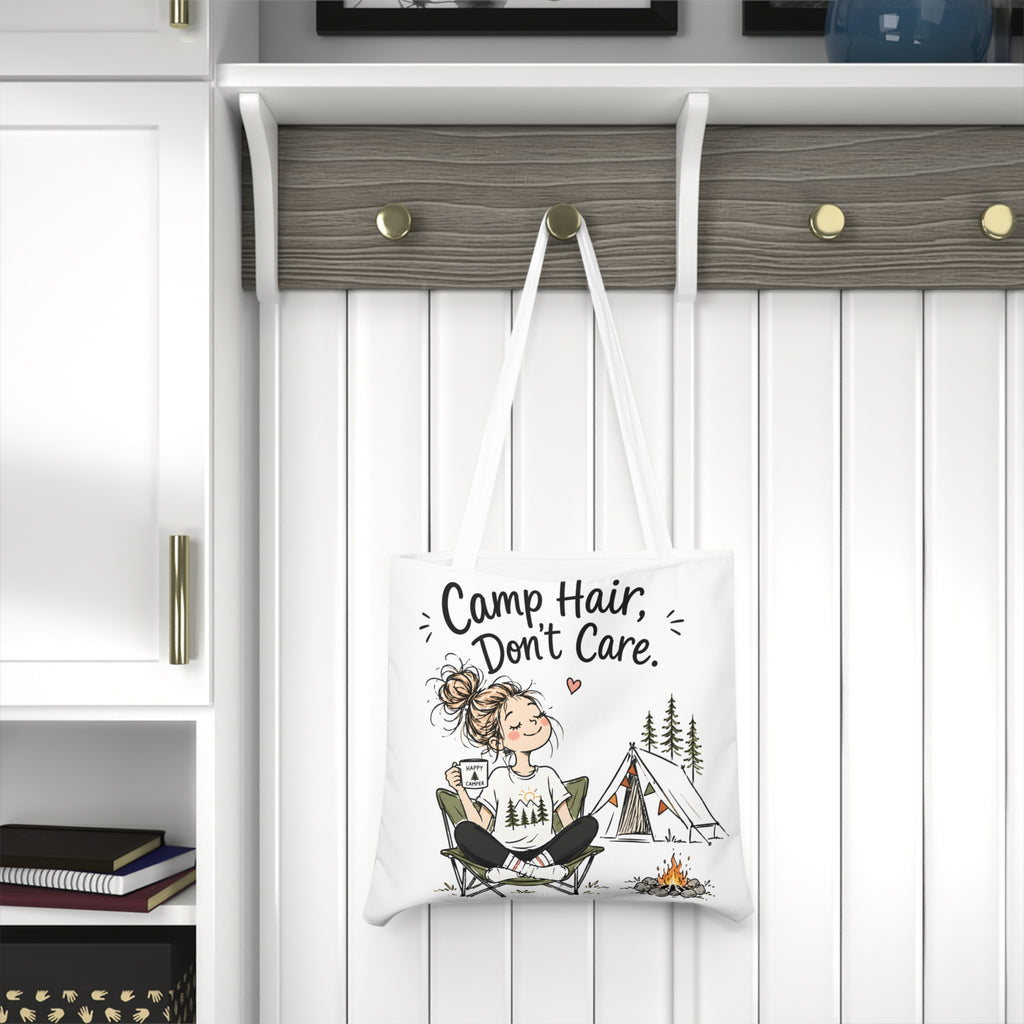 Camp Hair Don't Care Large Beach Tote Bag | Camping
