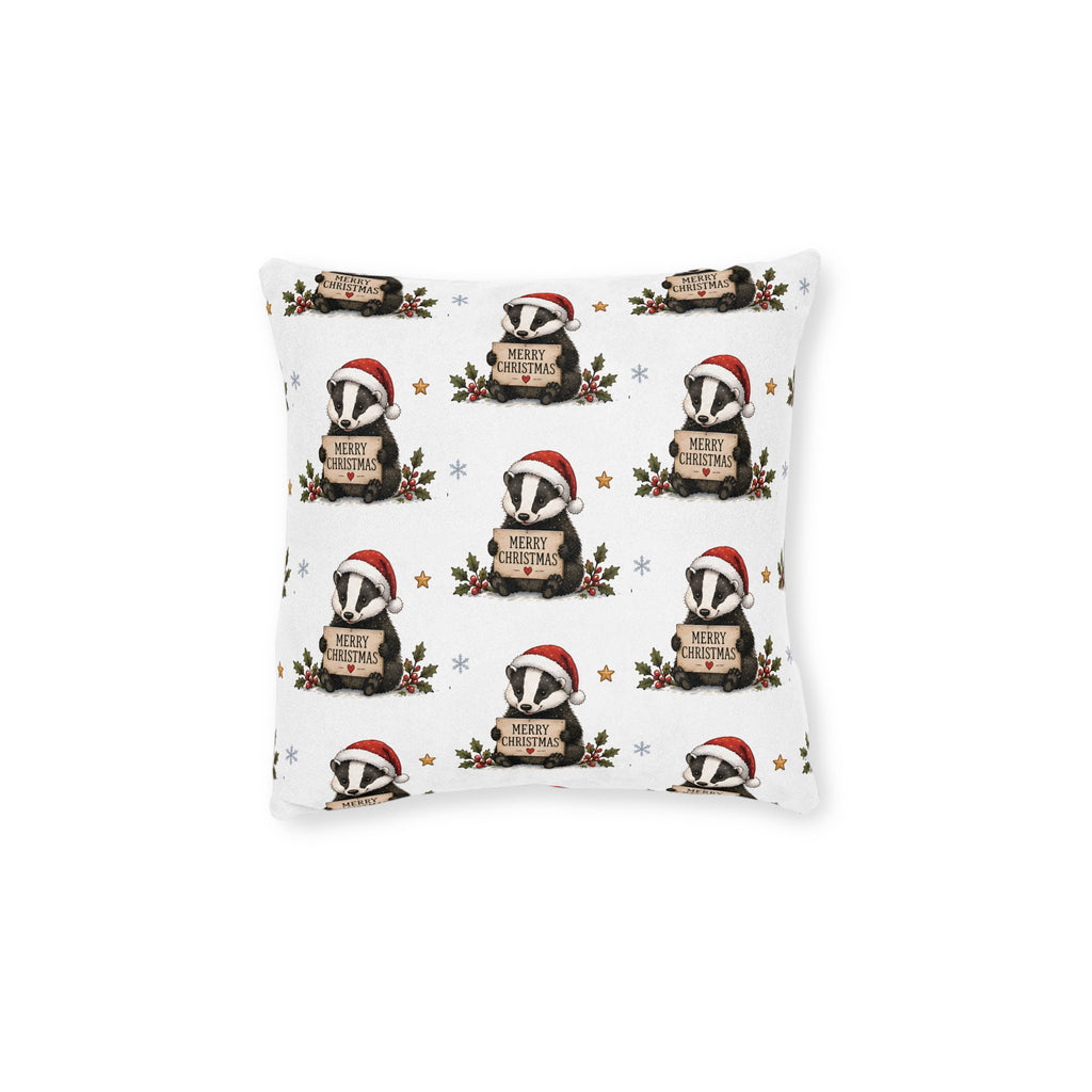 Square Cushion - Christmas Woodland Badger Pattern
