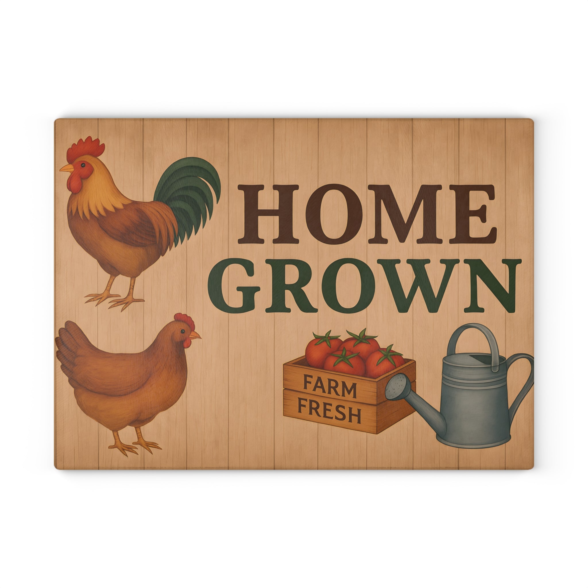Glass Cutting Board - Home Grown Farm Fresh Design