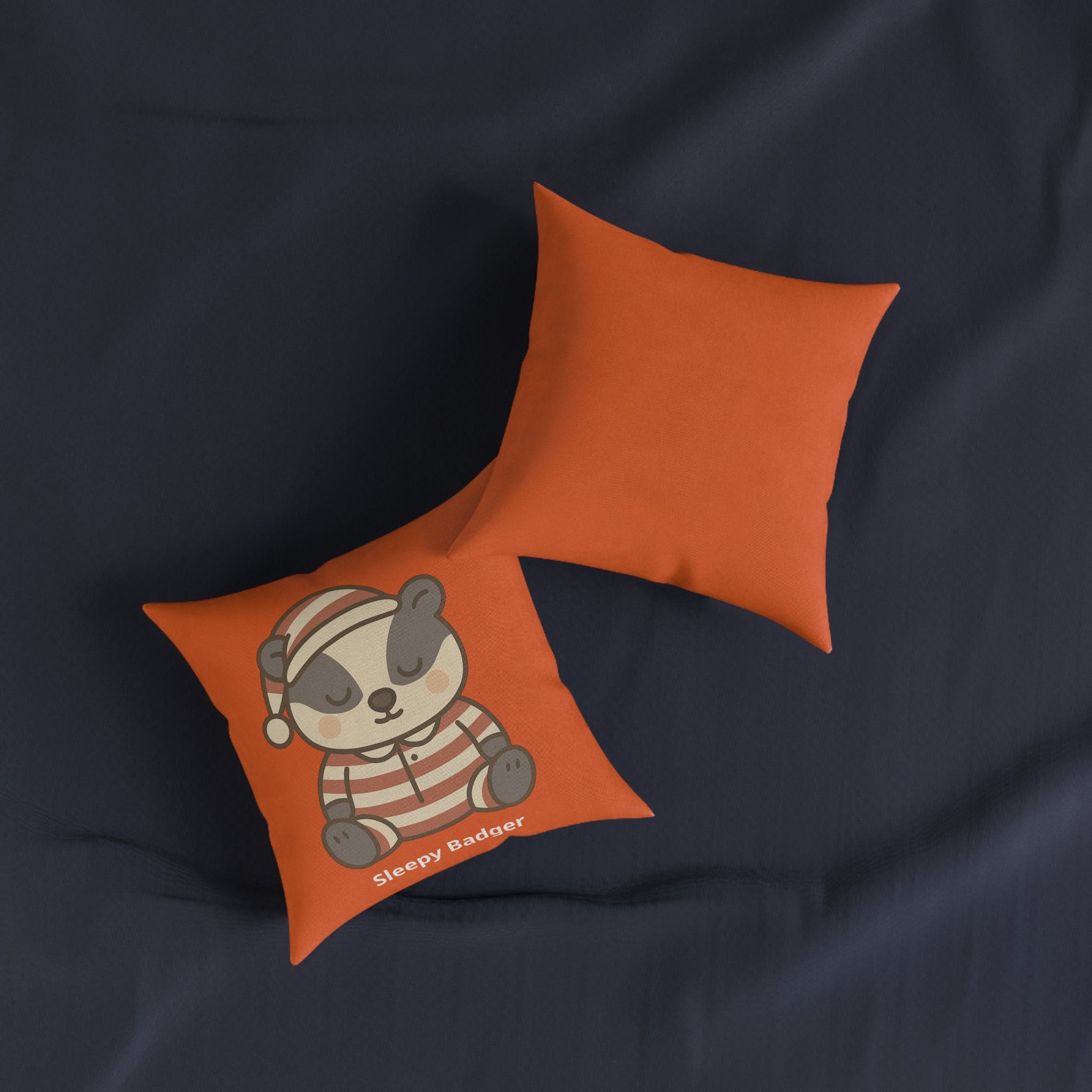 Square Cushion – Sleepy Badger - The Woodland Dreamers