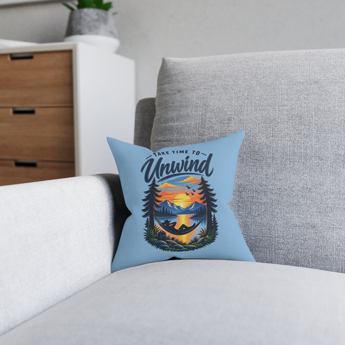 Square Cushion – Take Time to Unwind | Relaxing Home Decor