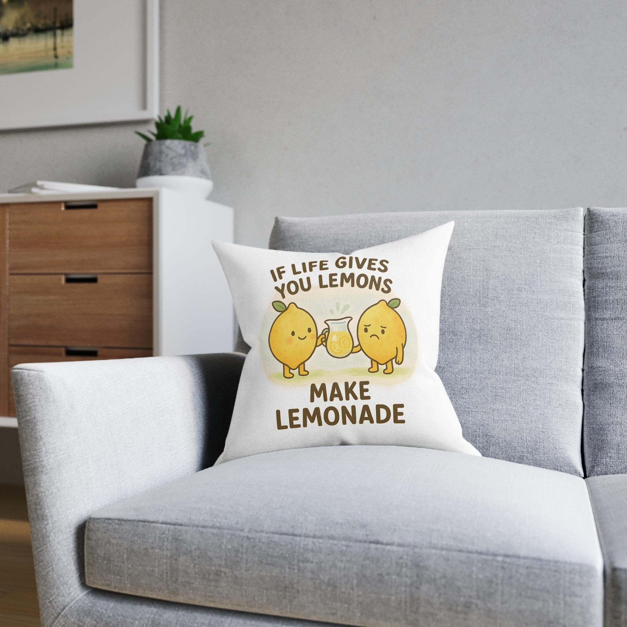 Square Cushion - If Life Gives You Lemons Make Lemonade Design