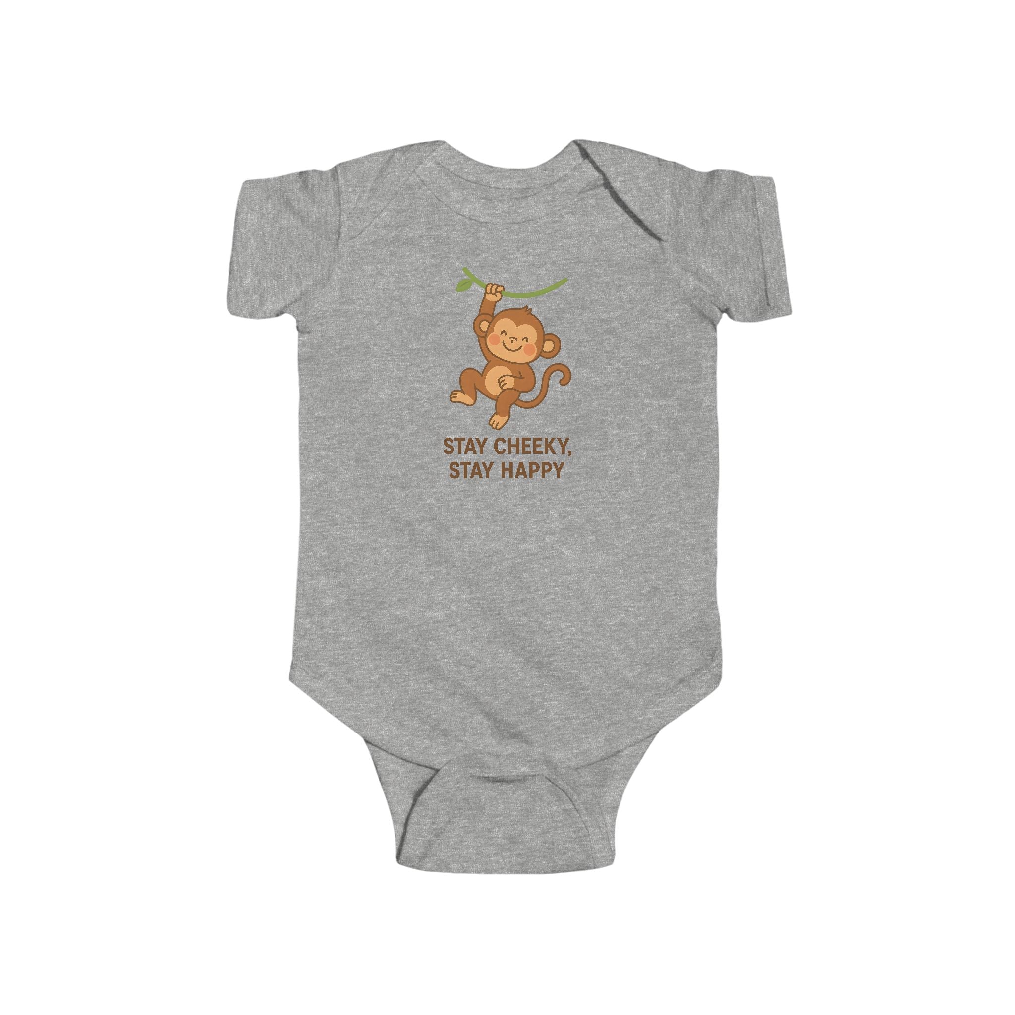 Babygrow - "Stay Cheeky, Stay Happy" Cute Monkey Baby Onesie