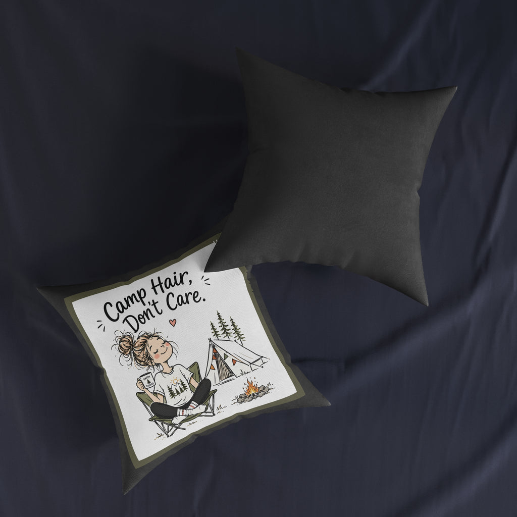 Square Cushion – Camp Hair, Don't Care | Camping Cushion