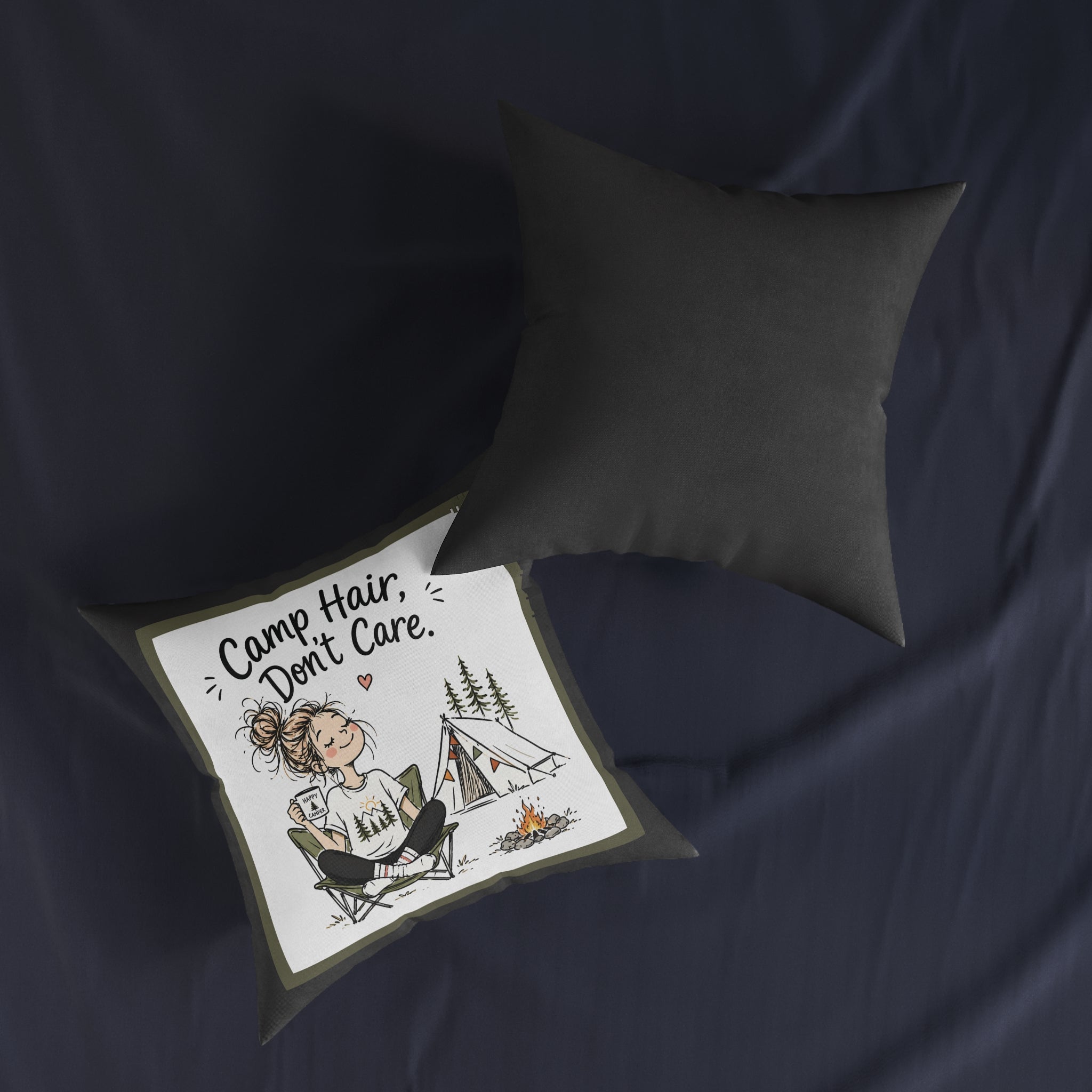 Square Cushion – Camp Hair, Don't Care | Camping Cushion