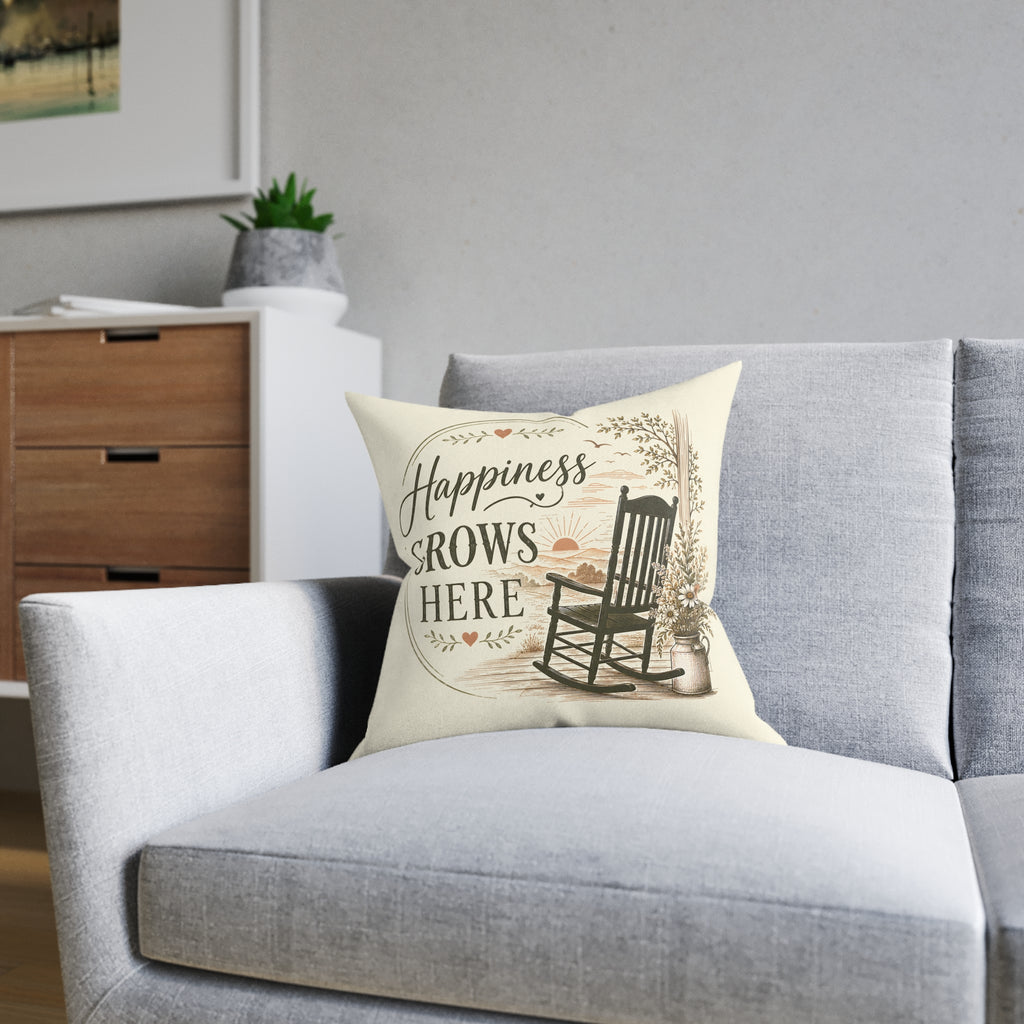 Square Cushion - Happiness Grows Here | Garden & Nature Home Decor