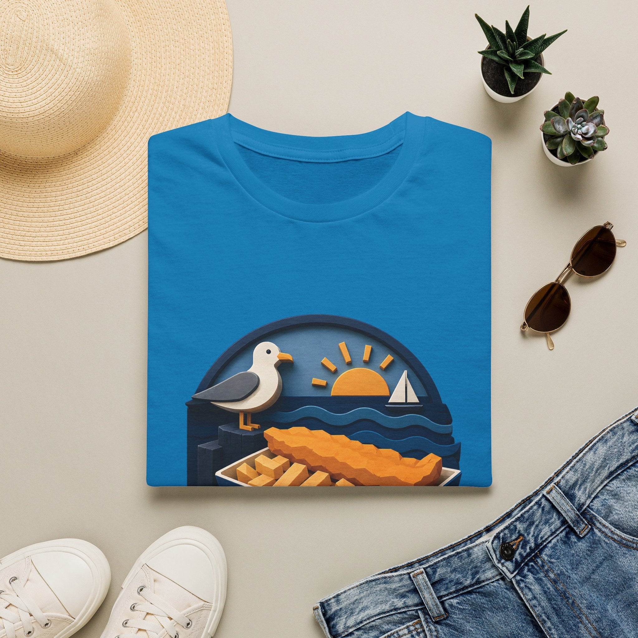 Unisex T-Shirt – Fish & Chips By The Sea | British Seaside T-Shirt