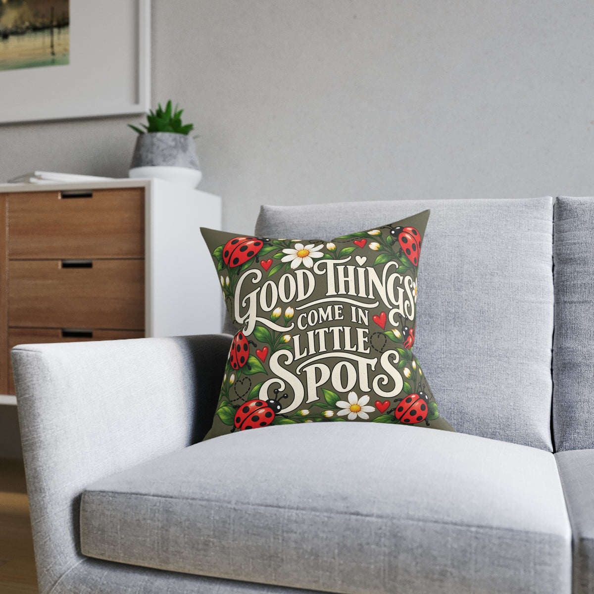 Square Cushion - Good Things Come in Little Spots