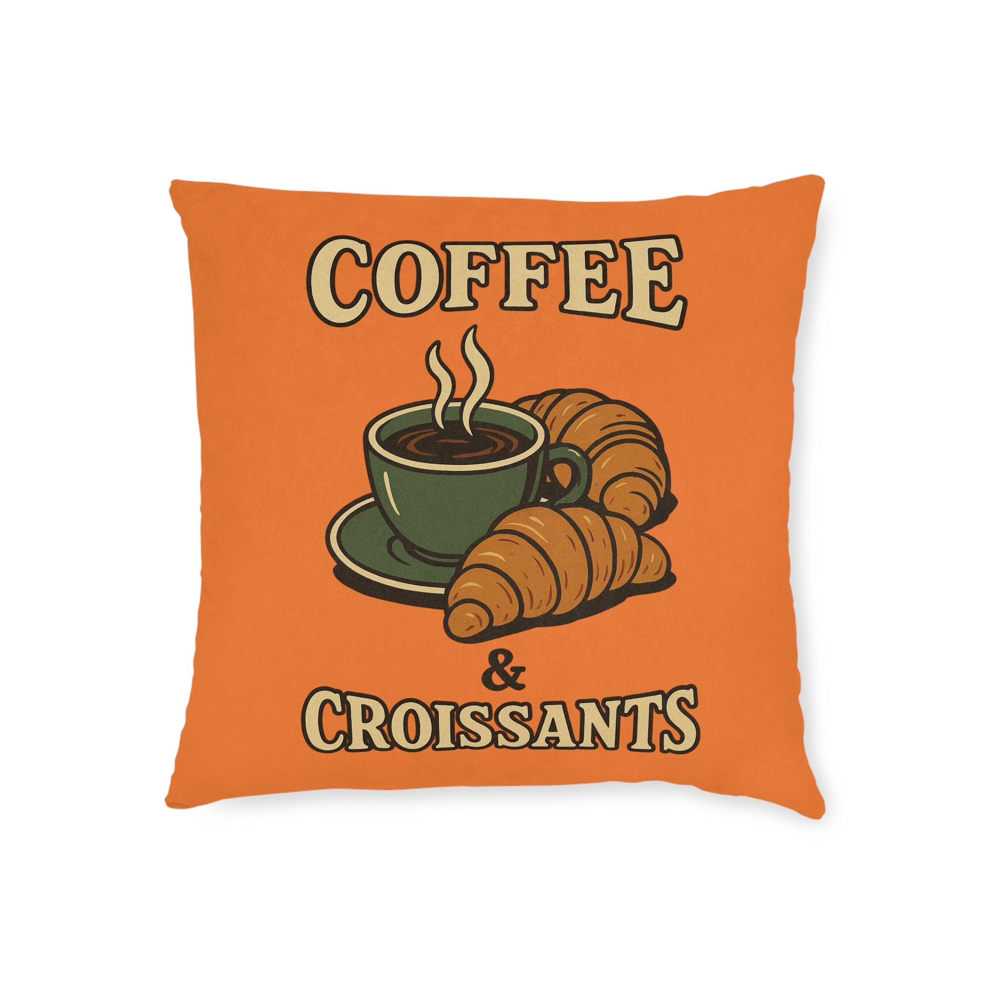 Square Cushion - Coffee & Croissants Decor