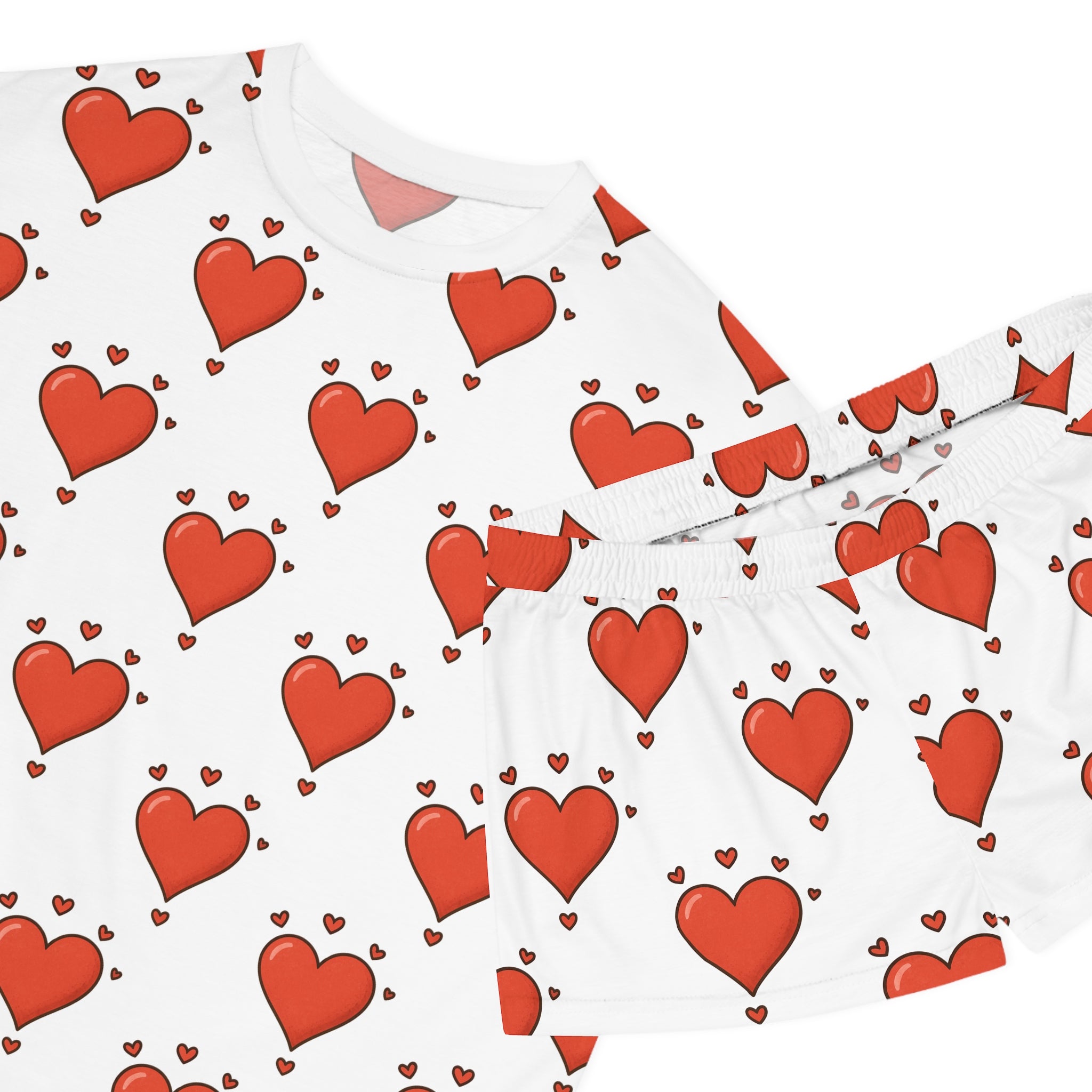 Women's Pyjama Heart Print Set - Cute & Cozy Sleepwear for Valentine's Day