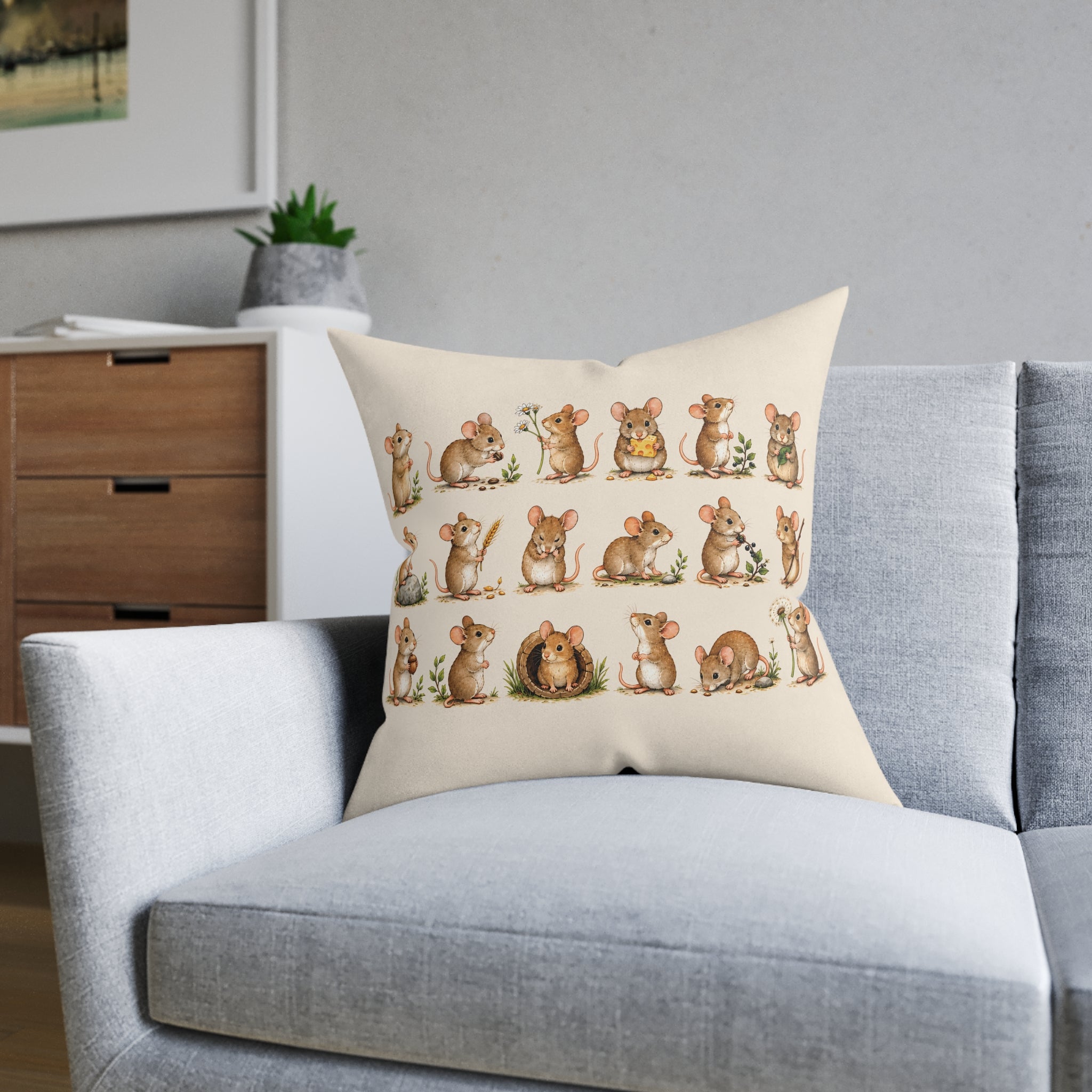 Square Cushion - Mouse - Woodland