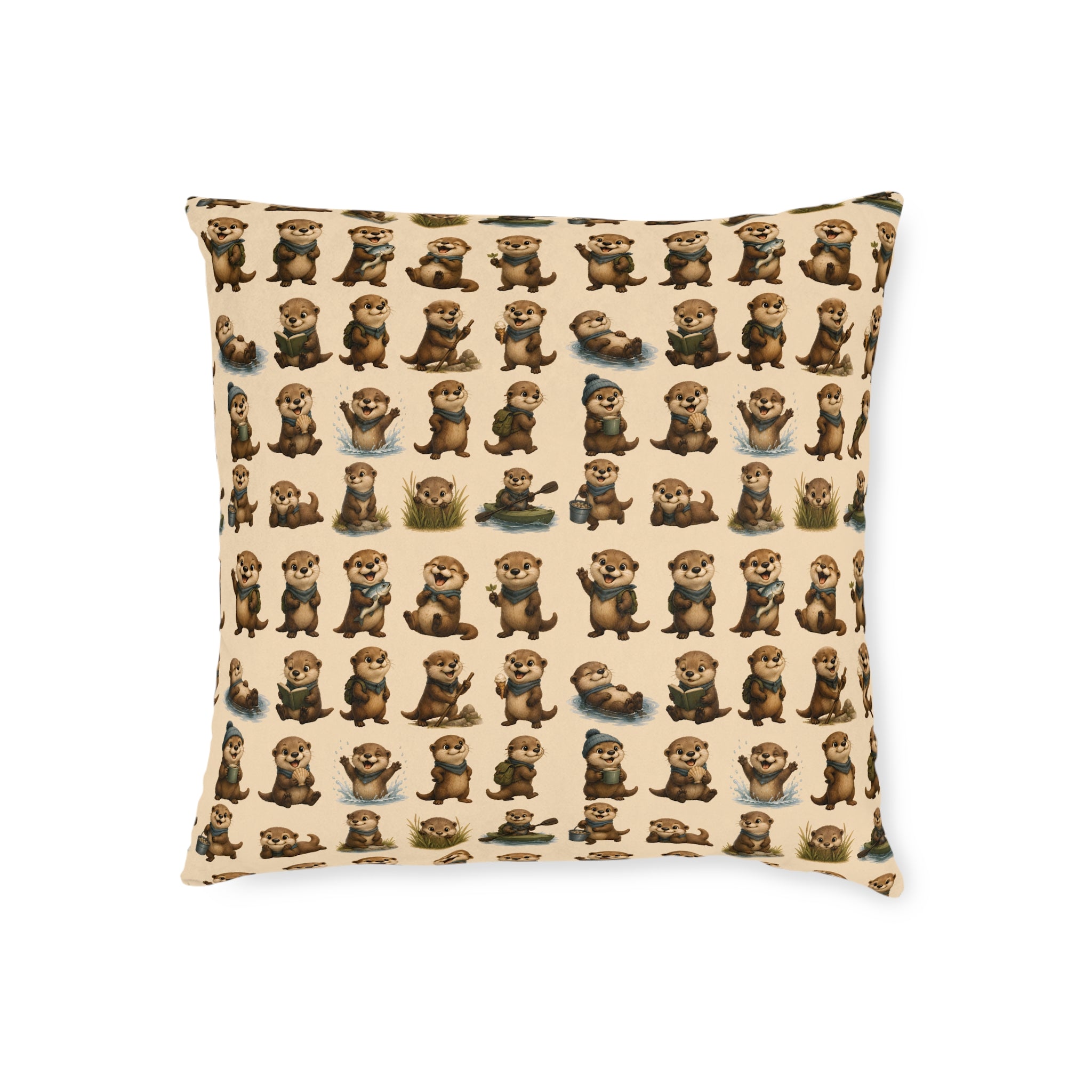 Square Cushion – Otter Fun | Otter Lover & Wildlife Cushion