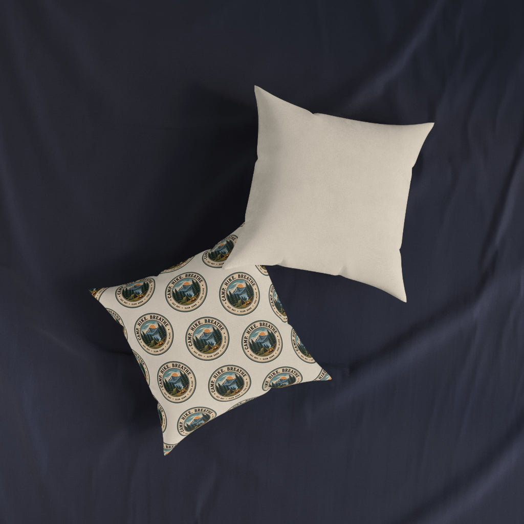 Square Cushion – Camp. Hike. Breathe. | Outdoor Pattern Cushion