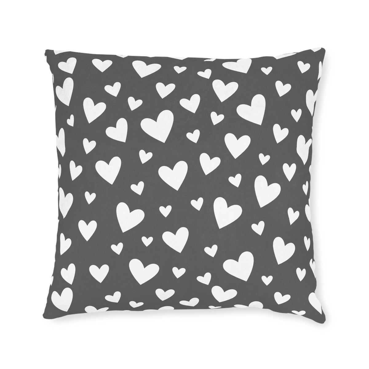 Square Cushion - Hearts - Grey