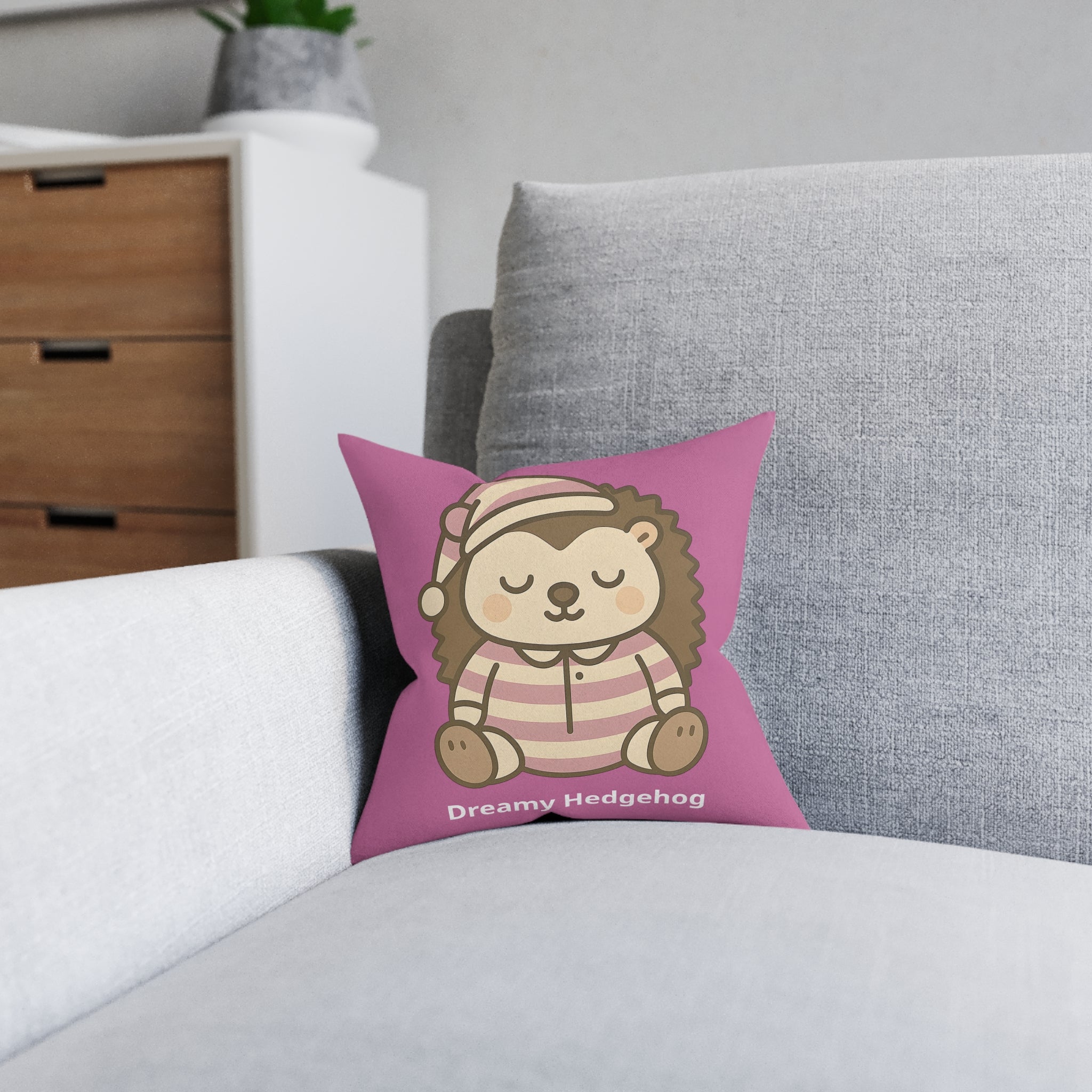 Square Cushion - Dreamy Hedgehog - The Woodland Dreamers