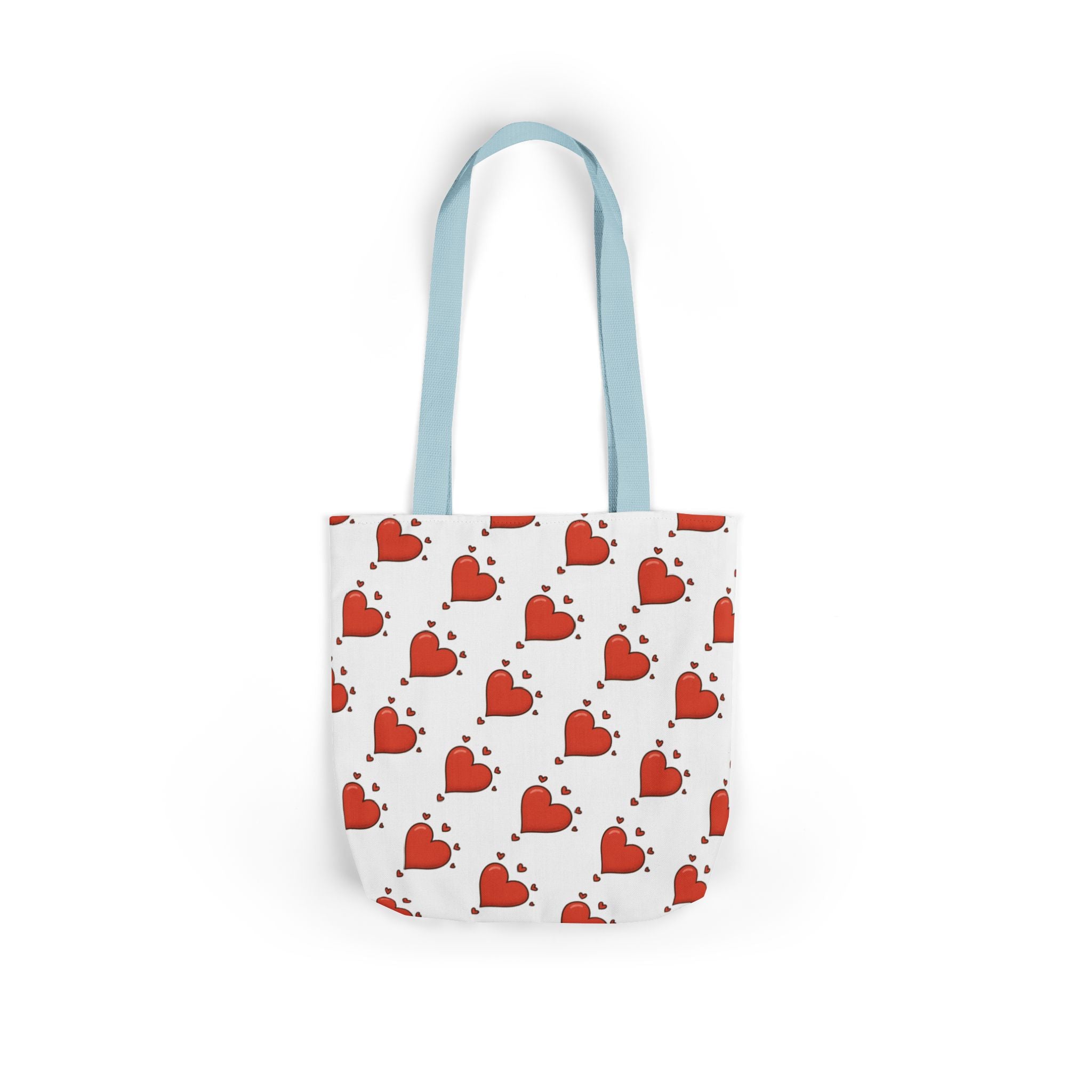 Heart Print Canvas Tote Bag with 5-Color Straps