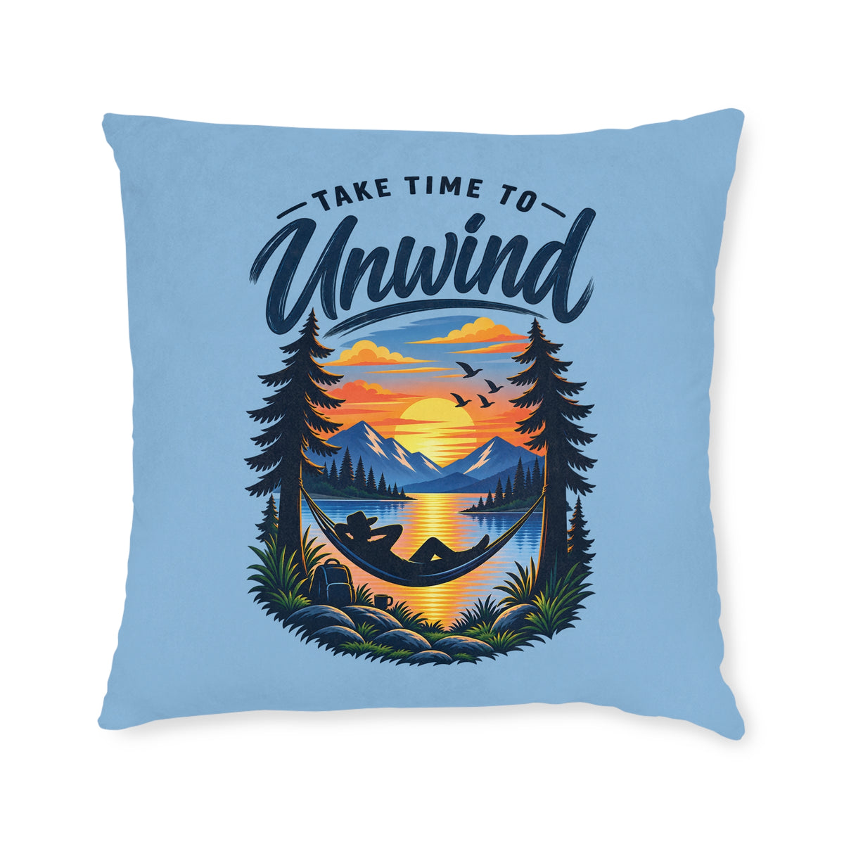Square Cushion – Take Time to Unwind | Relaxing Home Decor