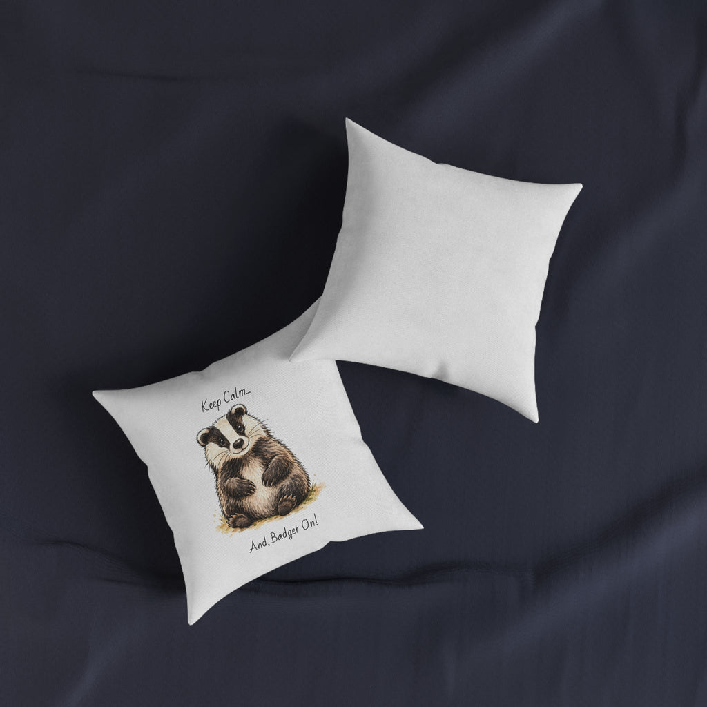 Square Cushion – Keep Calm... And Badger On | Woodland Animal Cushion