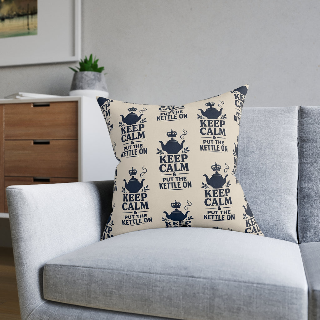 Square Cushion – Keep Calm & Put the Kettle On | Tea Lover Cushion