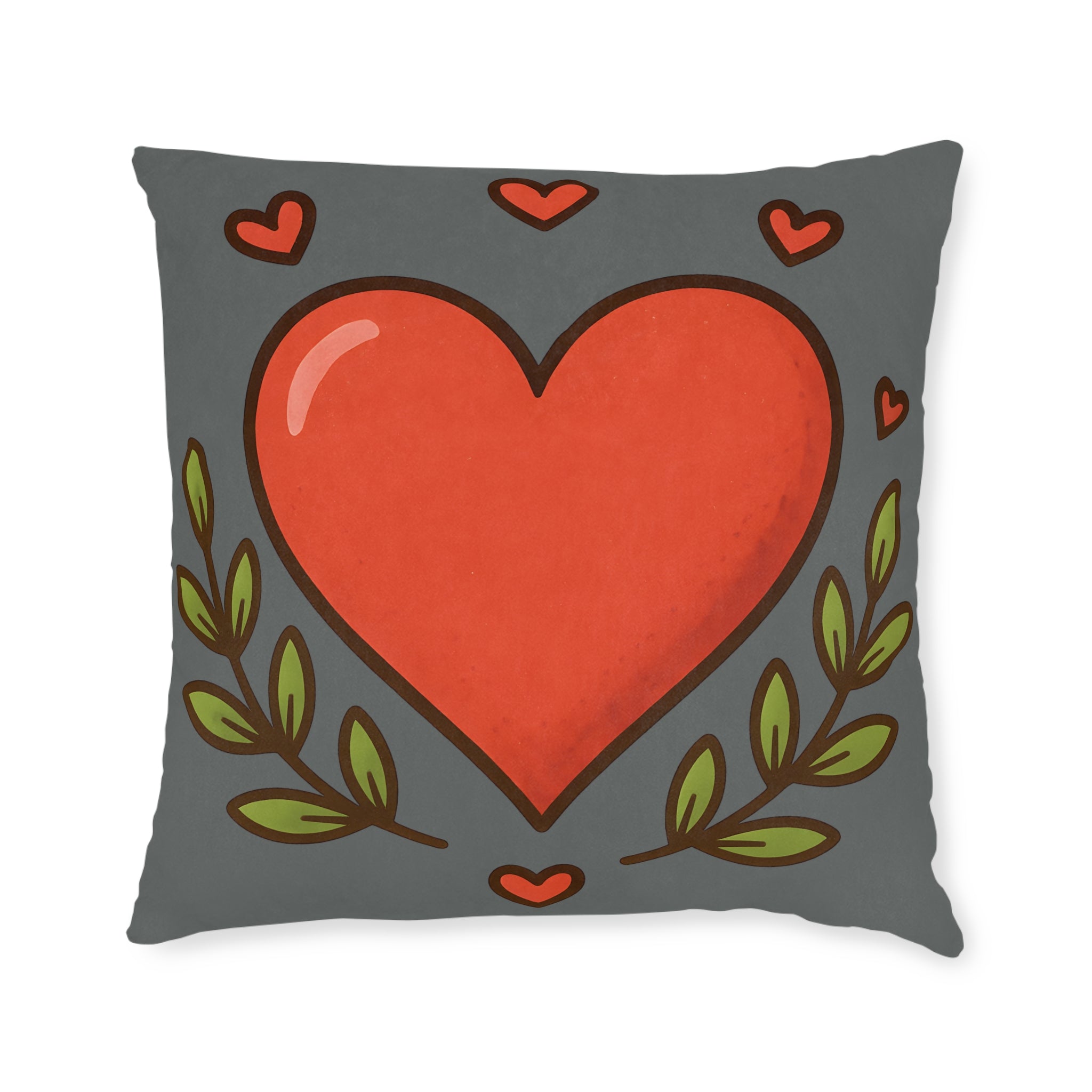 Square Cushion - Hearts & Leaves Design