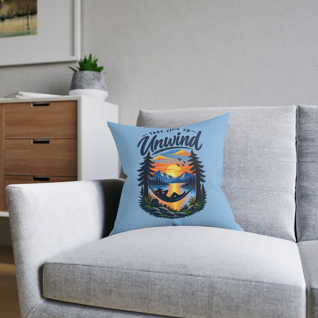 Square Cushion – Take Time to Unwind | Relaxing Home Decor