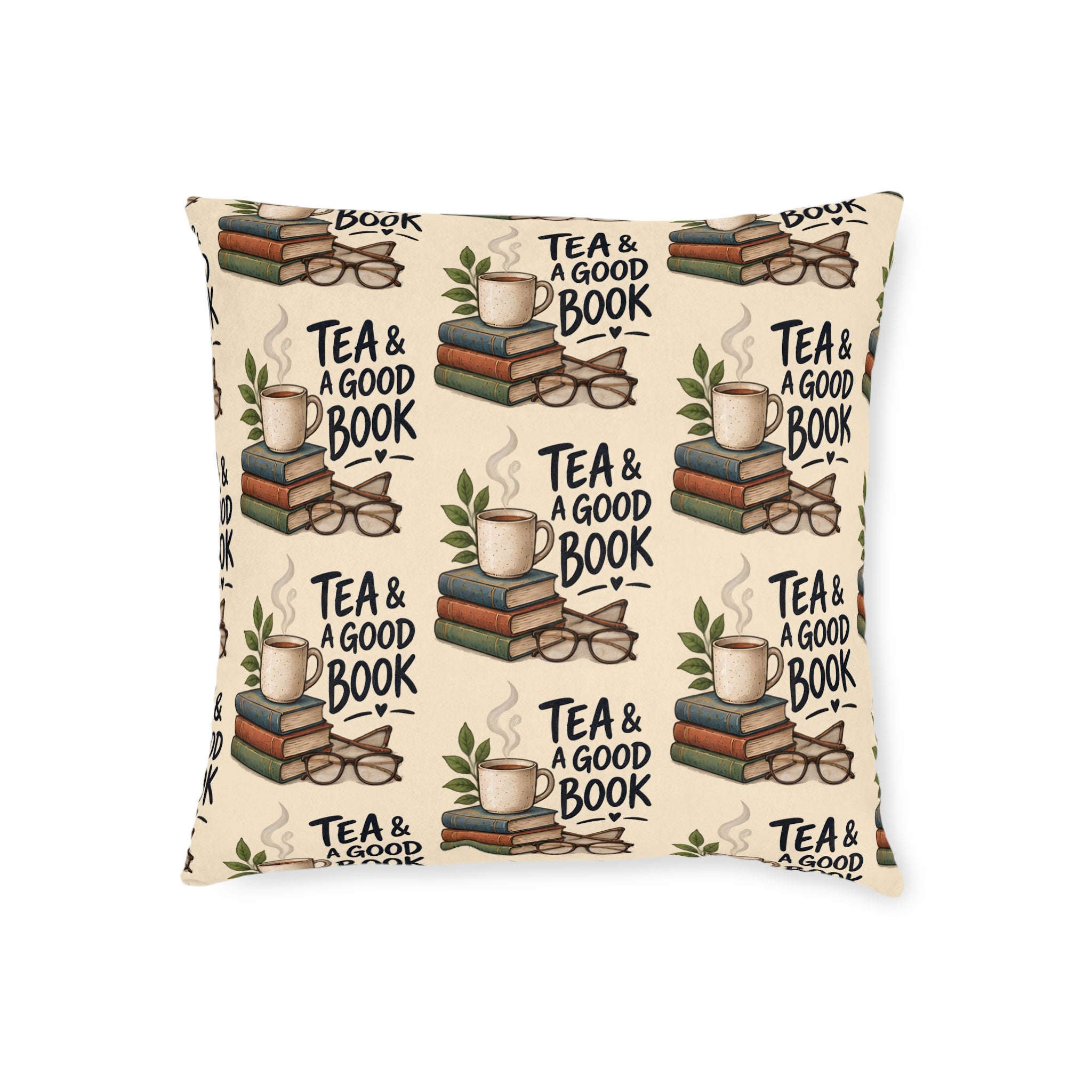 Square Cushion – Tea & A Good Book | Reading & Tea Lover Cushion