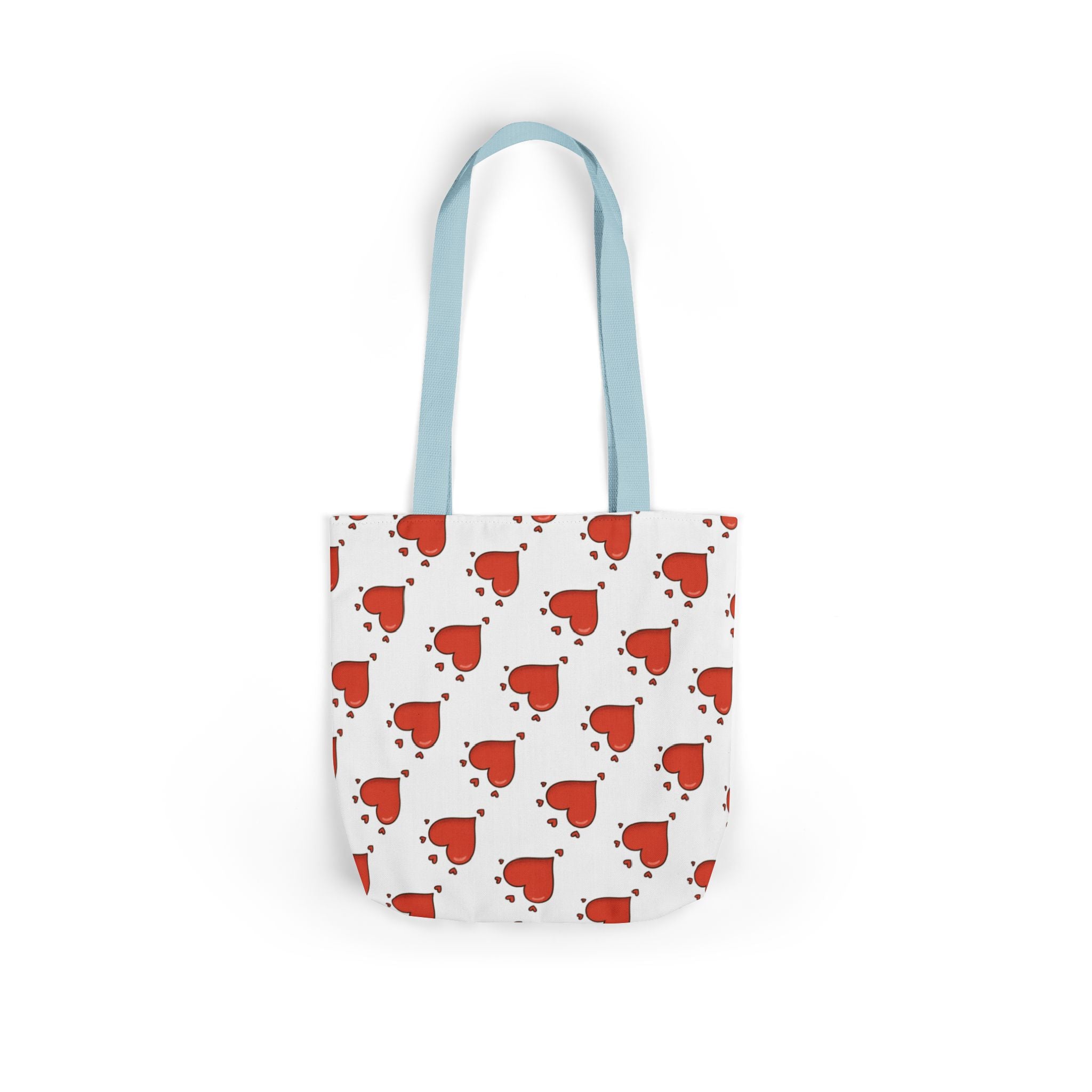 Heart Print Canvas Tote Bag with 5-Color Straps