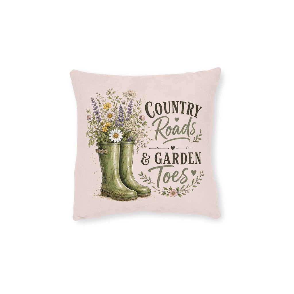 Square Cushion - Country Roads and Garden Toes | Rustic Farmhouse Home Decor