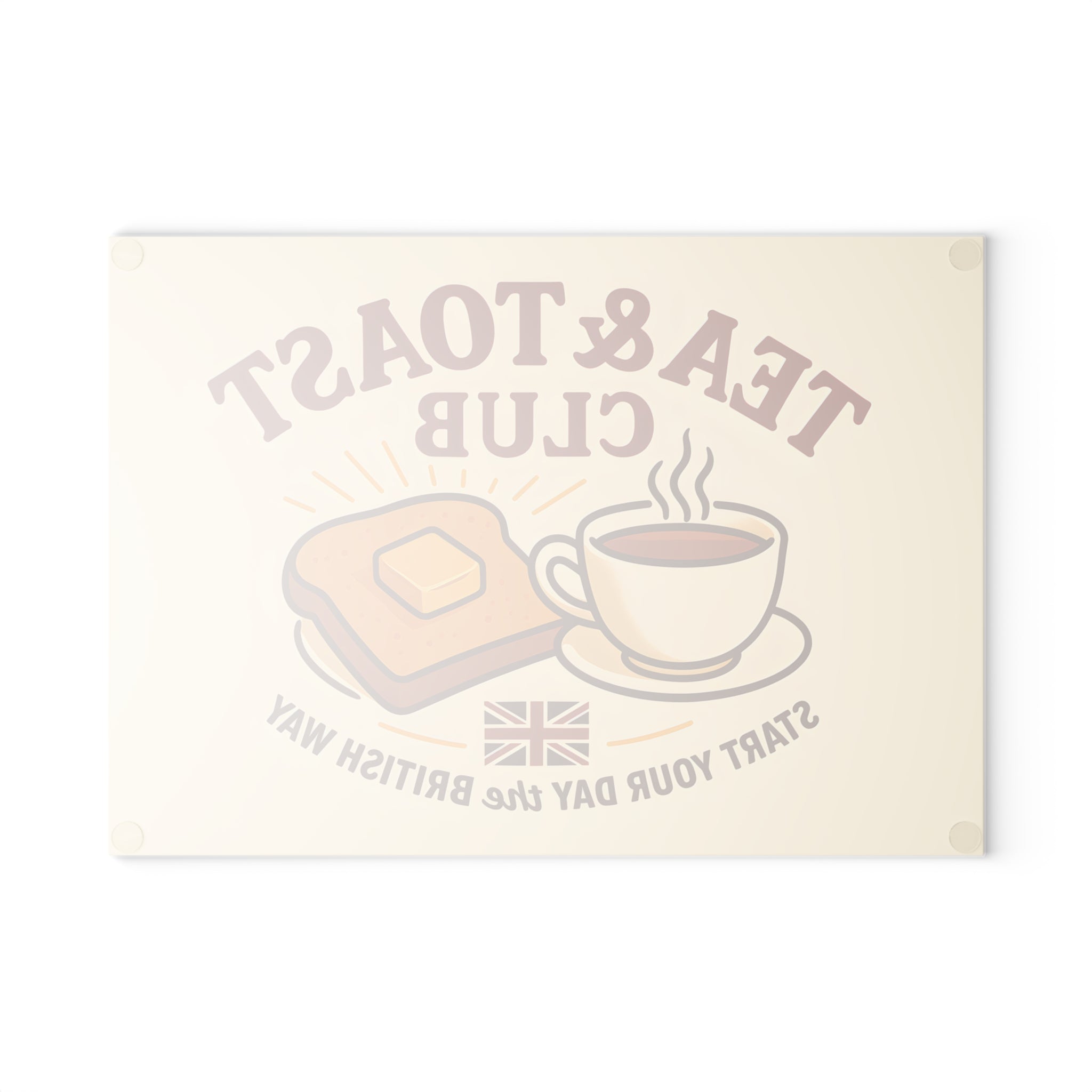 Glass Cutting Board - Tea & Toast Design