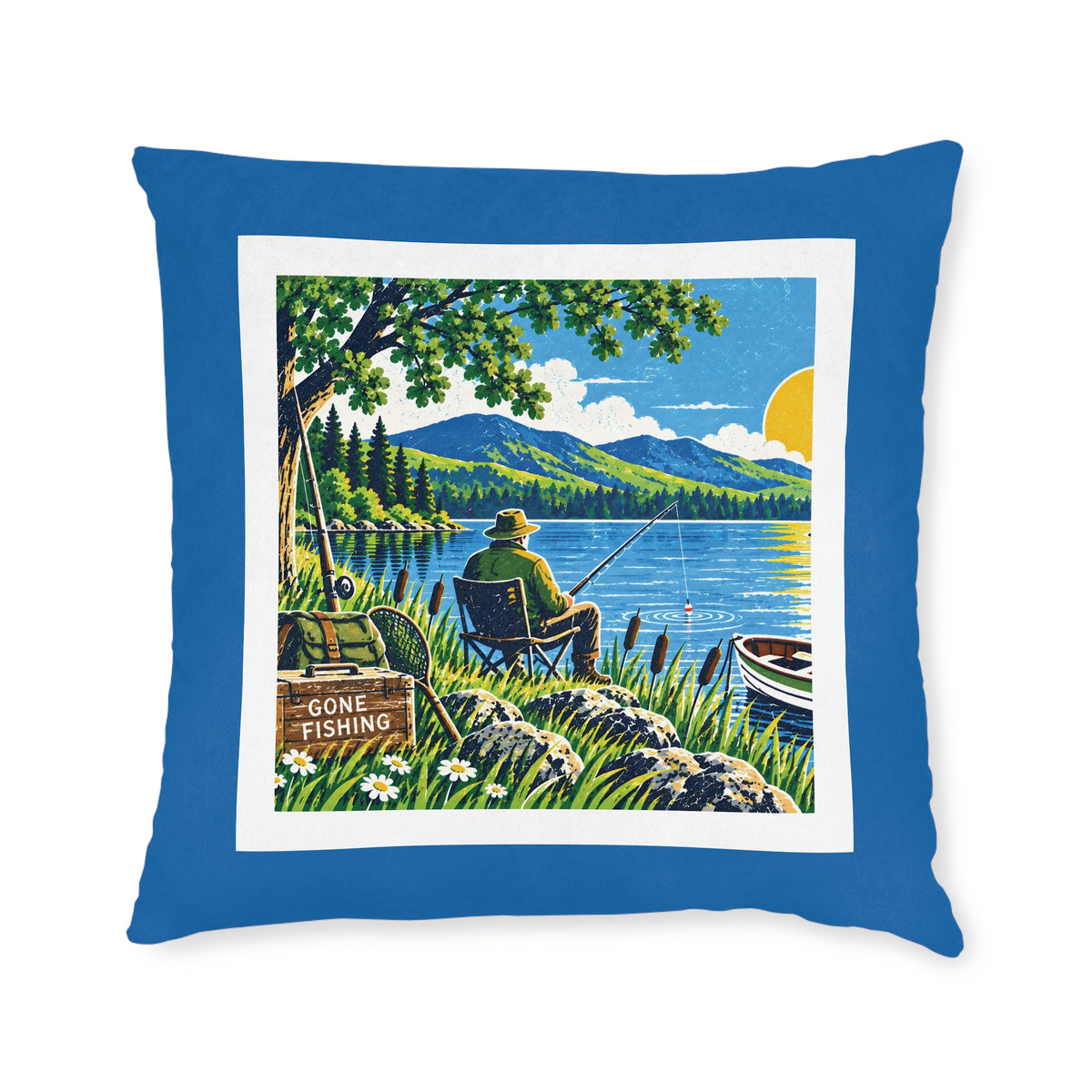 Square Cushion – Gone Fishing | Fishing & Angling Cushion