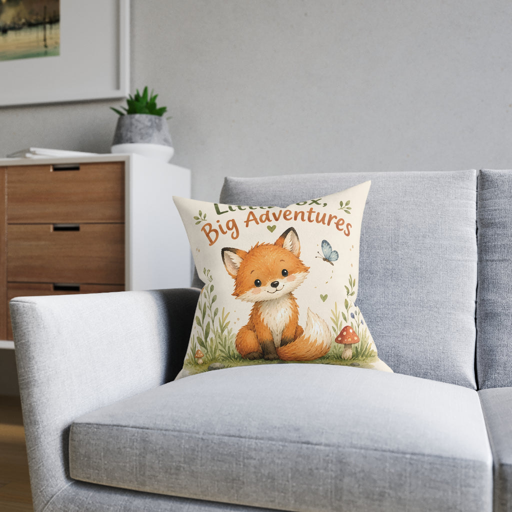 Square Cushion - Litte Fox, Big Adventures Nursery, Playroom, Themed Children Bedrooms