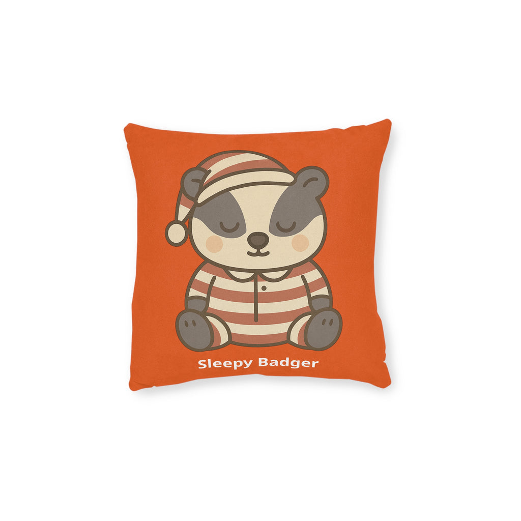 Square Cushion – Sleepy Badger - The Woodland Dreamers