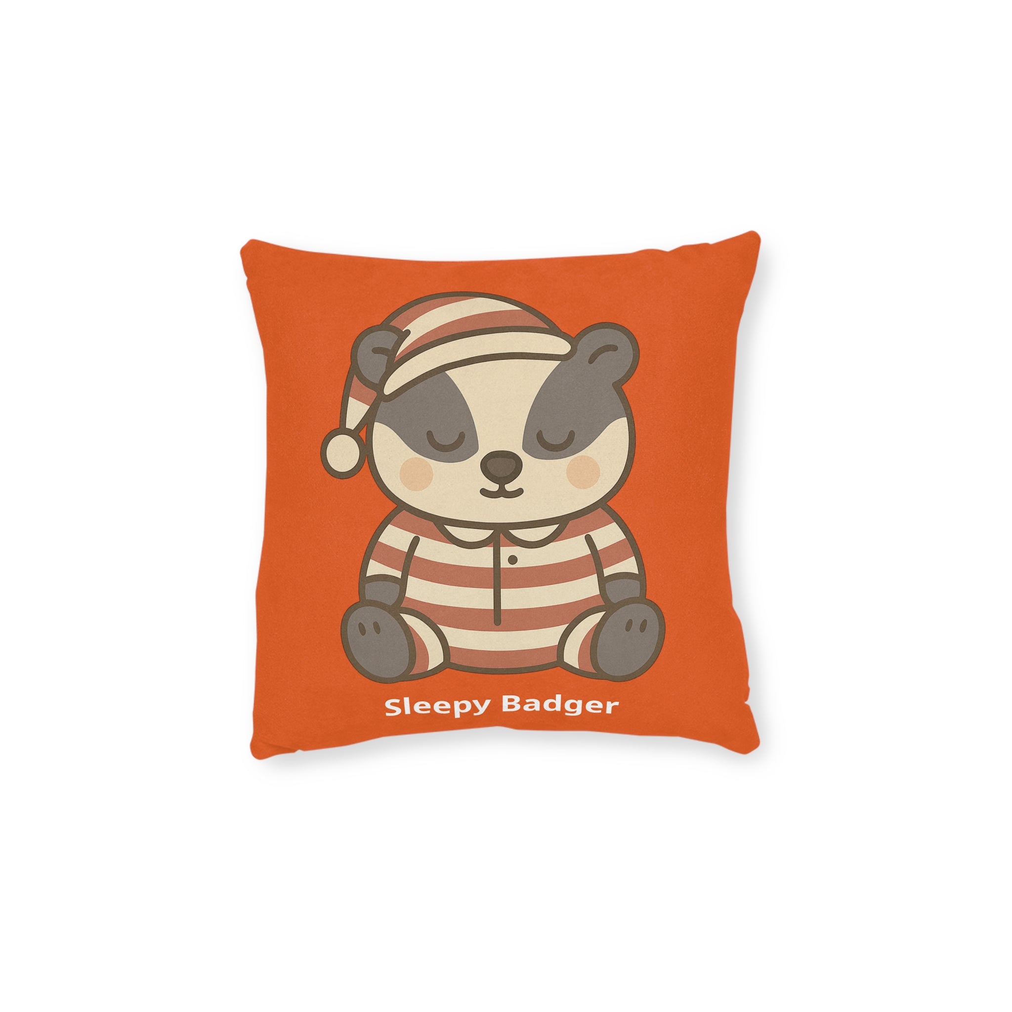 Square Cushion – Sleepy Badger - The Woodland Dreamers
