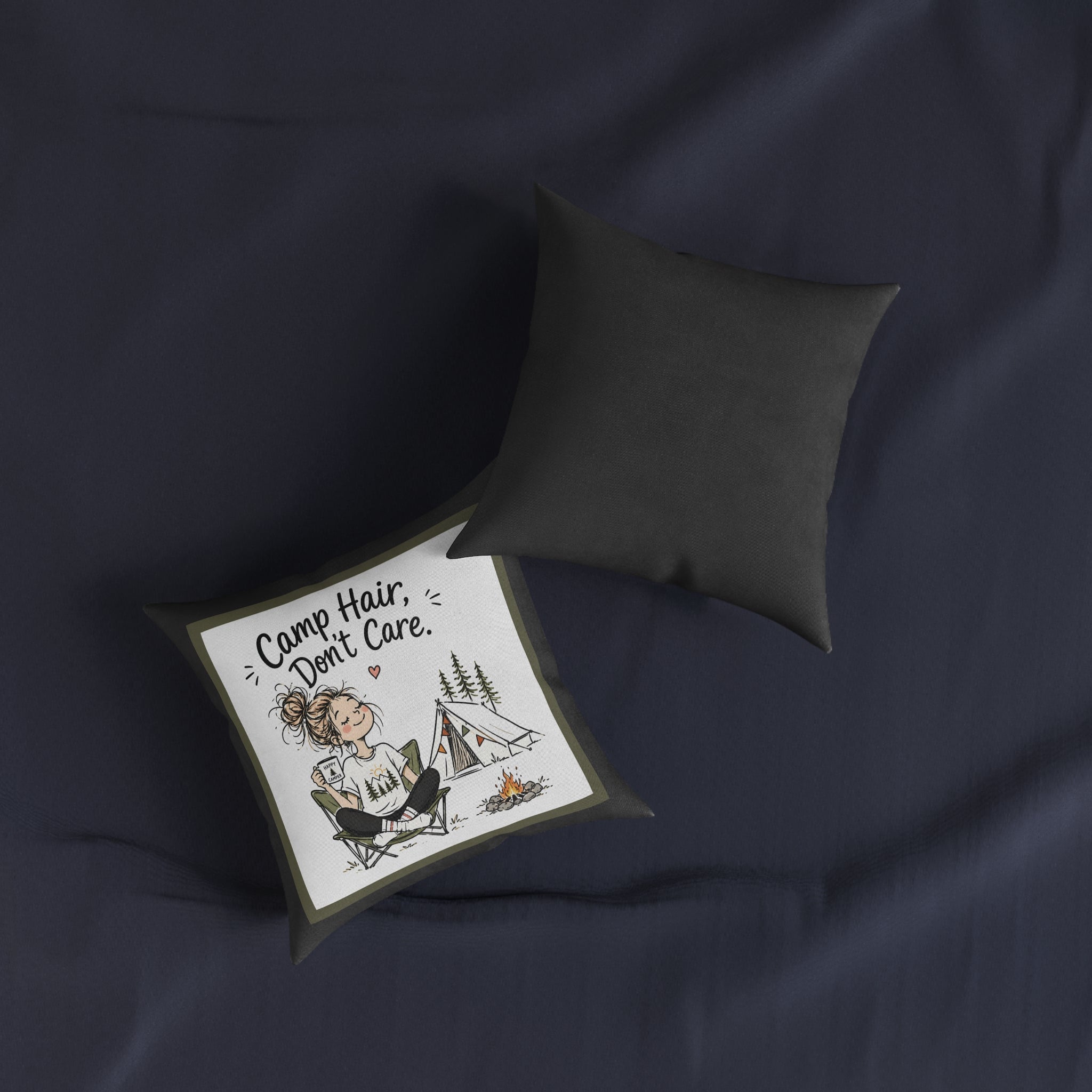 Square Cushion – Camp Hair, Don't Care | Camping Cushion